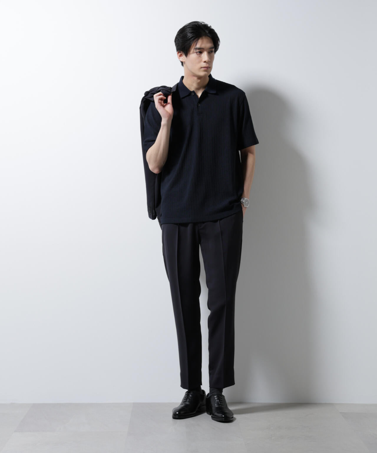 ｢Damerino｣ヘリンボンポロシャツ/防シワ・吸水速乾・UVカット 6685124246