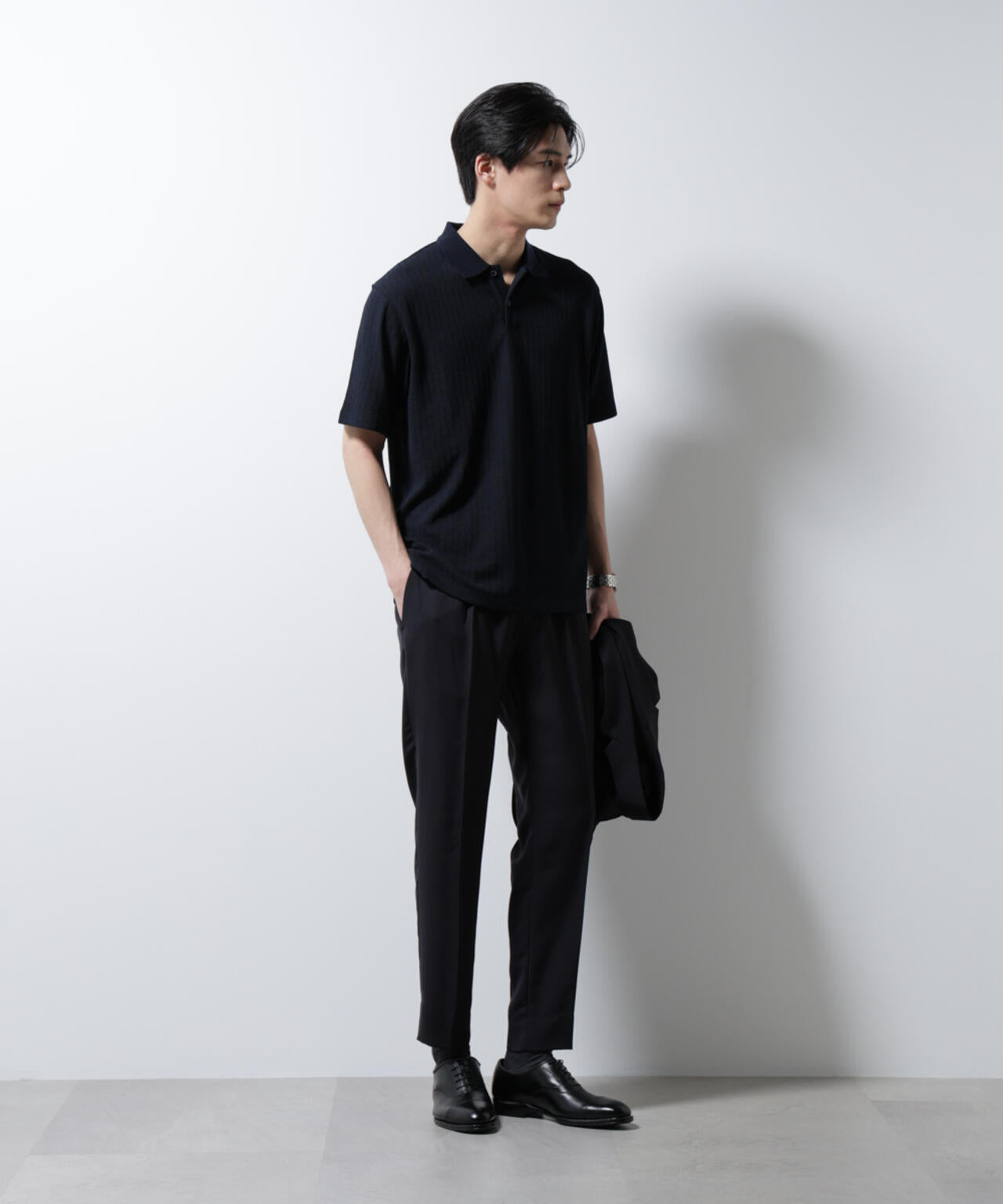 ｢Damerino｣ヘリンボンポロシャツ/防シワ・吸水速乾・UVカット 6685124246