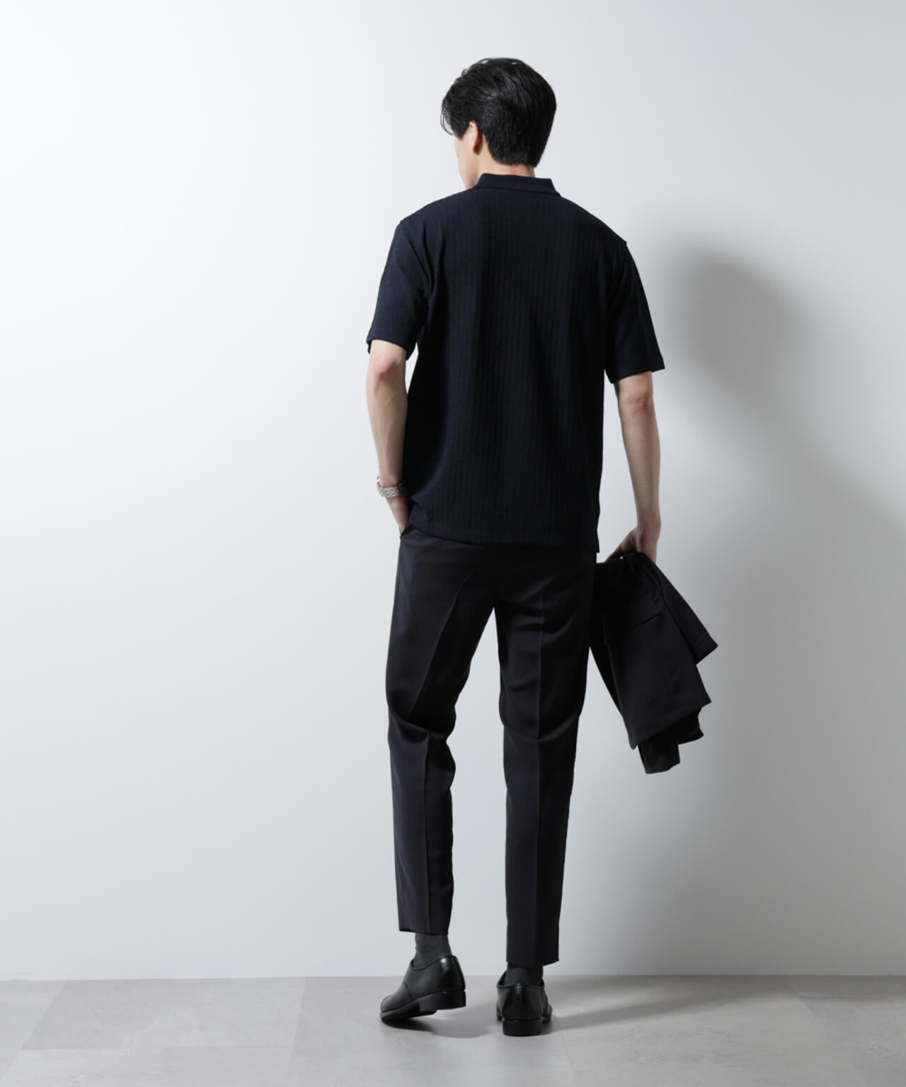 ｢Damerino｣ヘリンボンポロシャツ/防シワ・吸水速乾・UVカット 6685124246