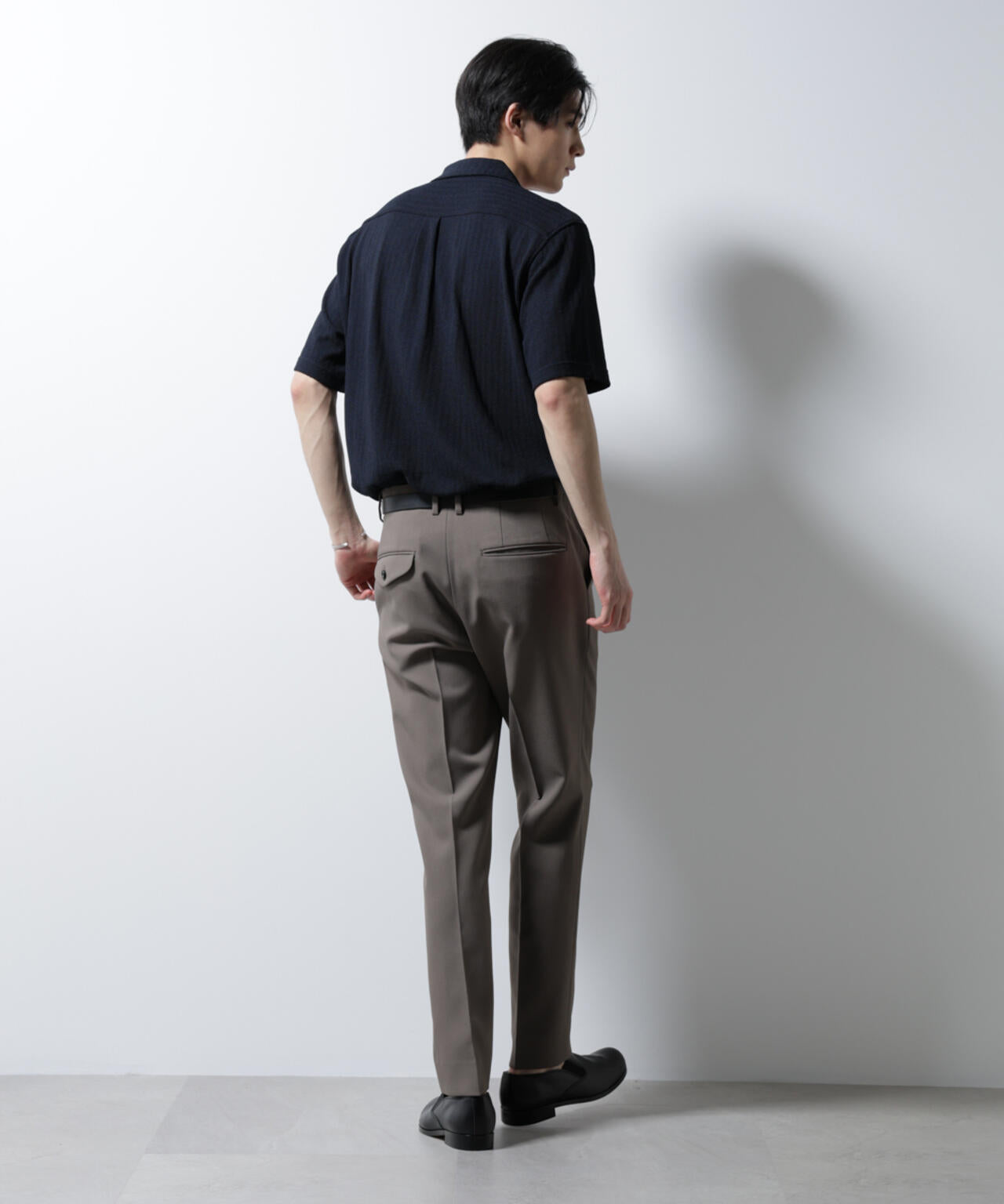 「Damerino」 ヘリンボン オープンカラーシャツ 半袖 6685124247