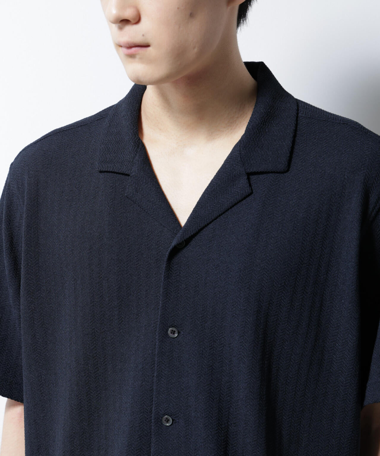 「Damerino」 ヘリンボン オープンカラーシャツ 半袖 6685124247