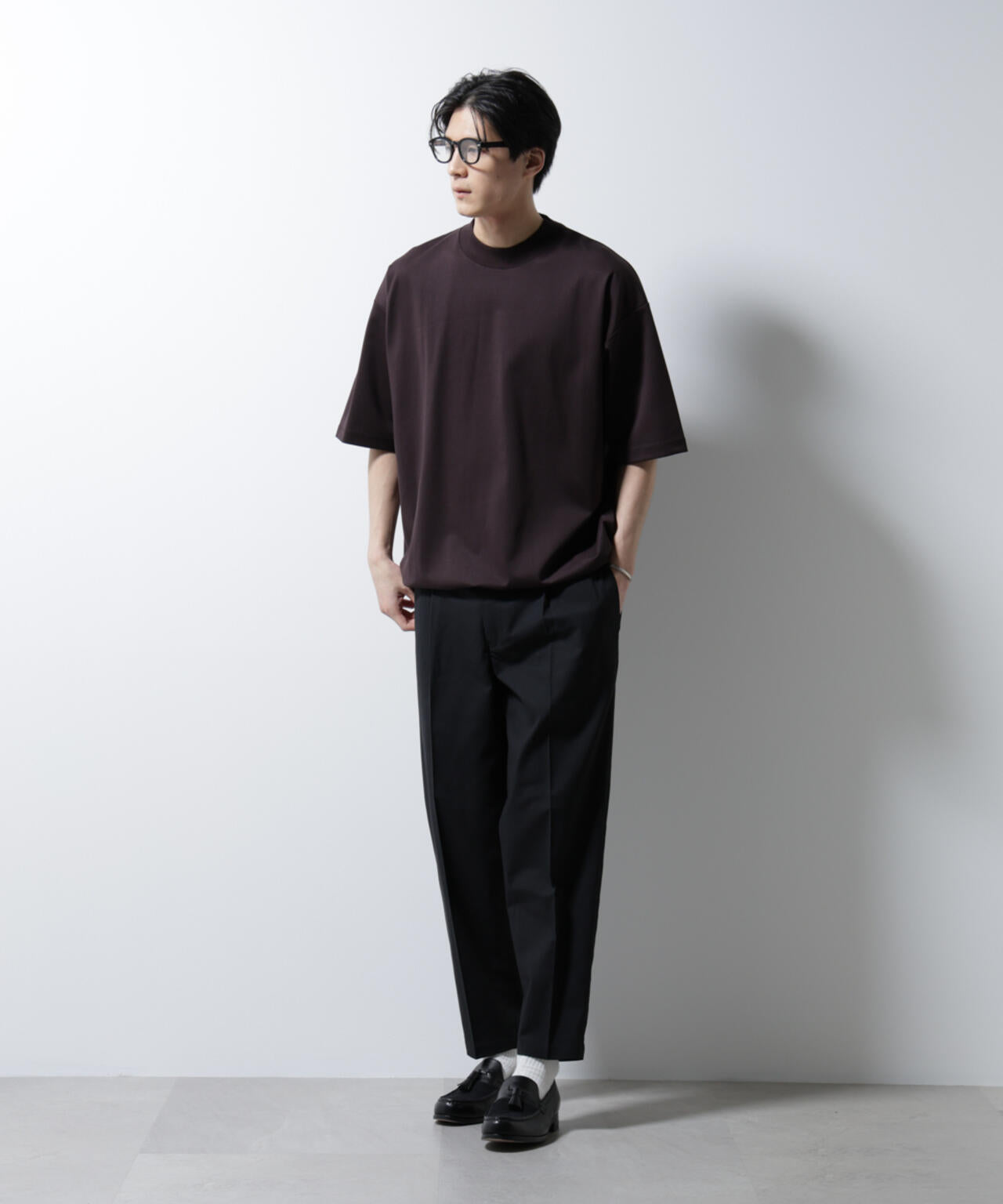 シルケットポンチワイドモックネックTシャツ 6685124254