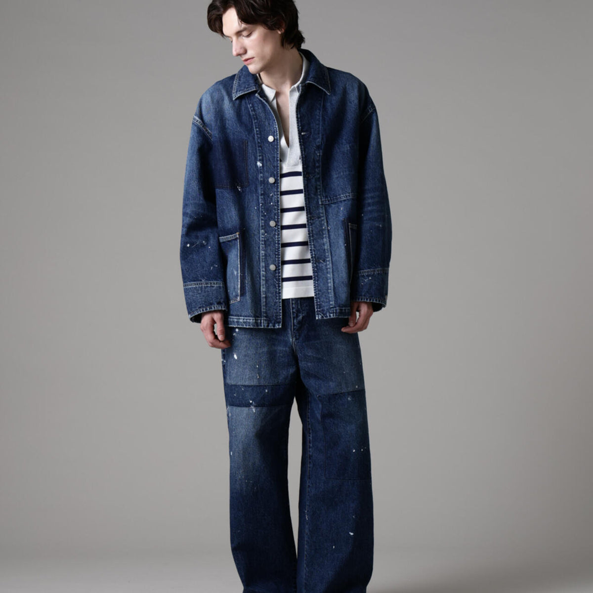 メイプル様【新品】DISCOVERED◎リメイクスーツデニムワイドパンツ 異素材 メイプル様【新品】DISCOVERED◎リメイクスーツデニムワイド