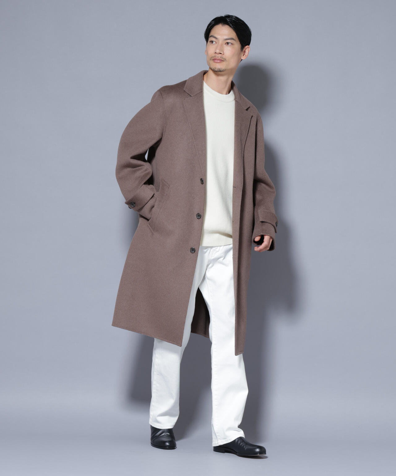 ★NANO universe★今季♪未使用！チェスターオーバーサイズコート 黒 NANO universe（ナノ・ユニバース） チェスターコート LARGE ブラック