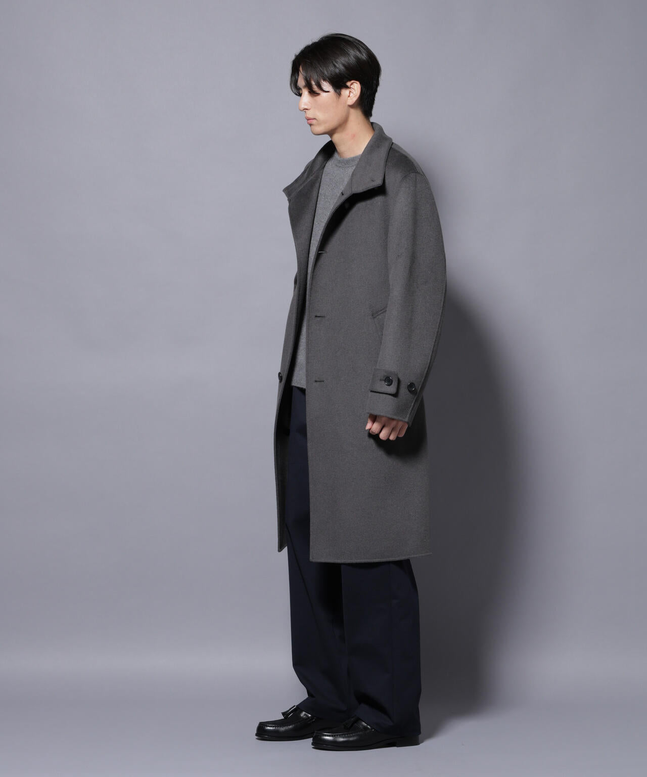 ウールリバースタンドベルテッドコート 6685211202
