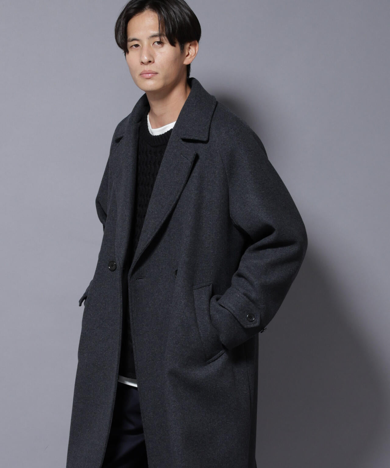 ウールカシミヤメルトンダブルコート 6685211204