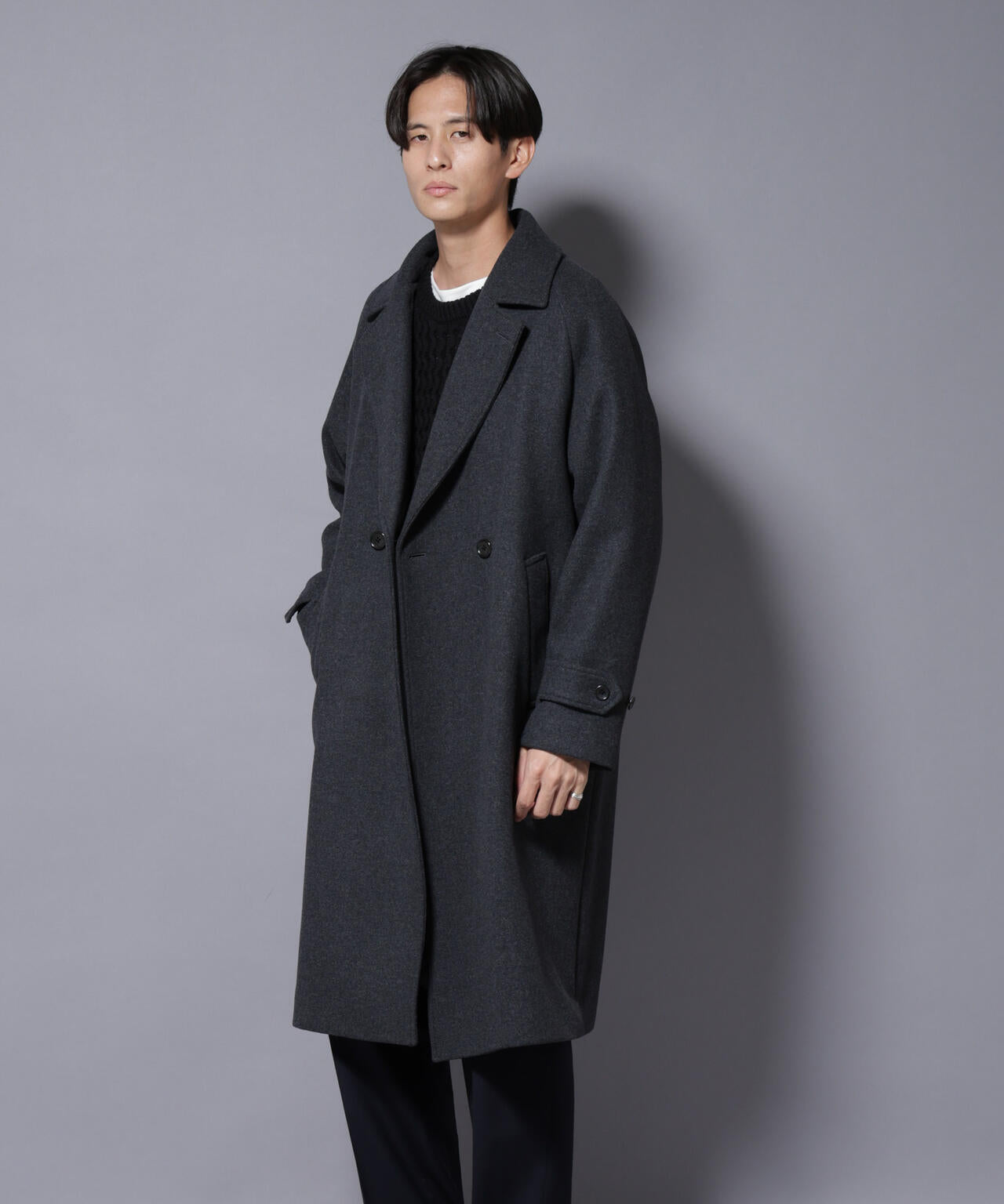 ウールカシミヤメルトンダブルコート 6685211204