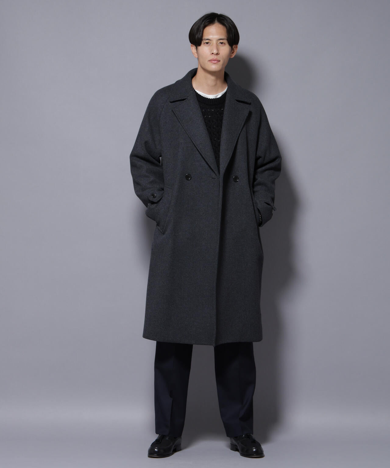 ウールカシミヤメルトンダブルコート 6685211204