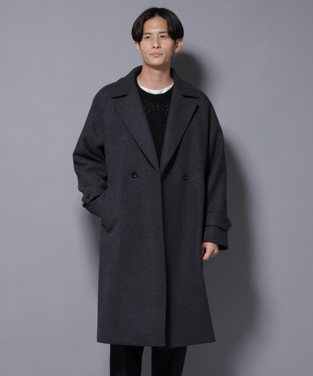 ウールカシミヤメルトンダブルコート 6685211204