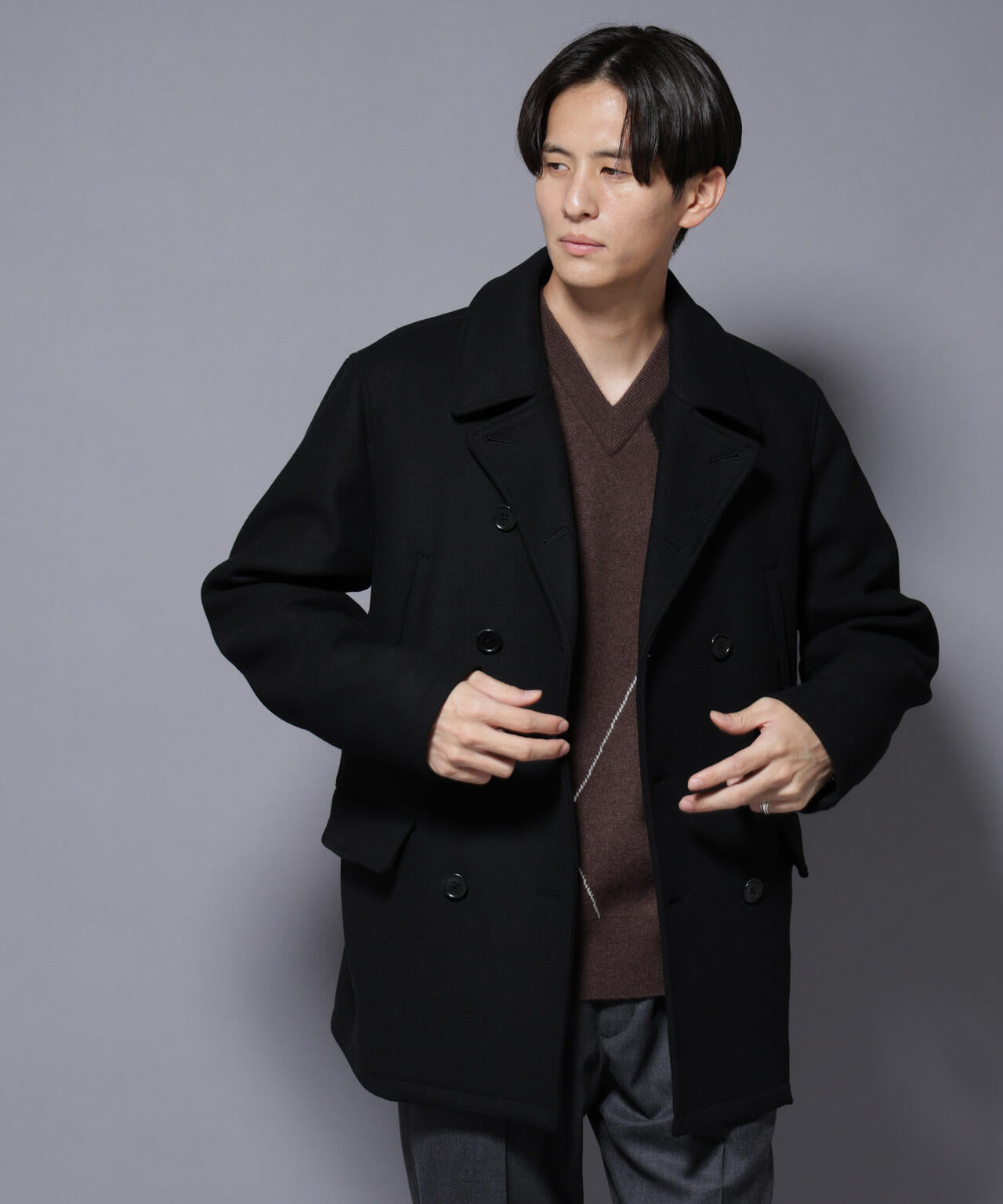 ウールカシミヤメルトンPコート