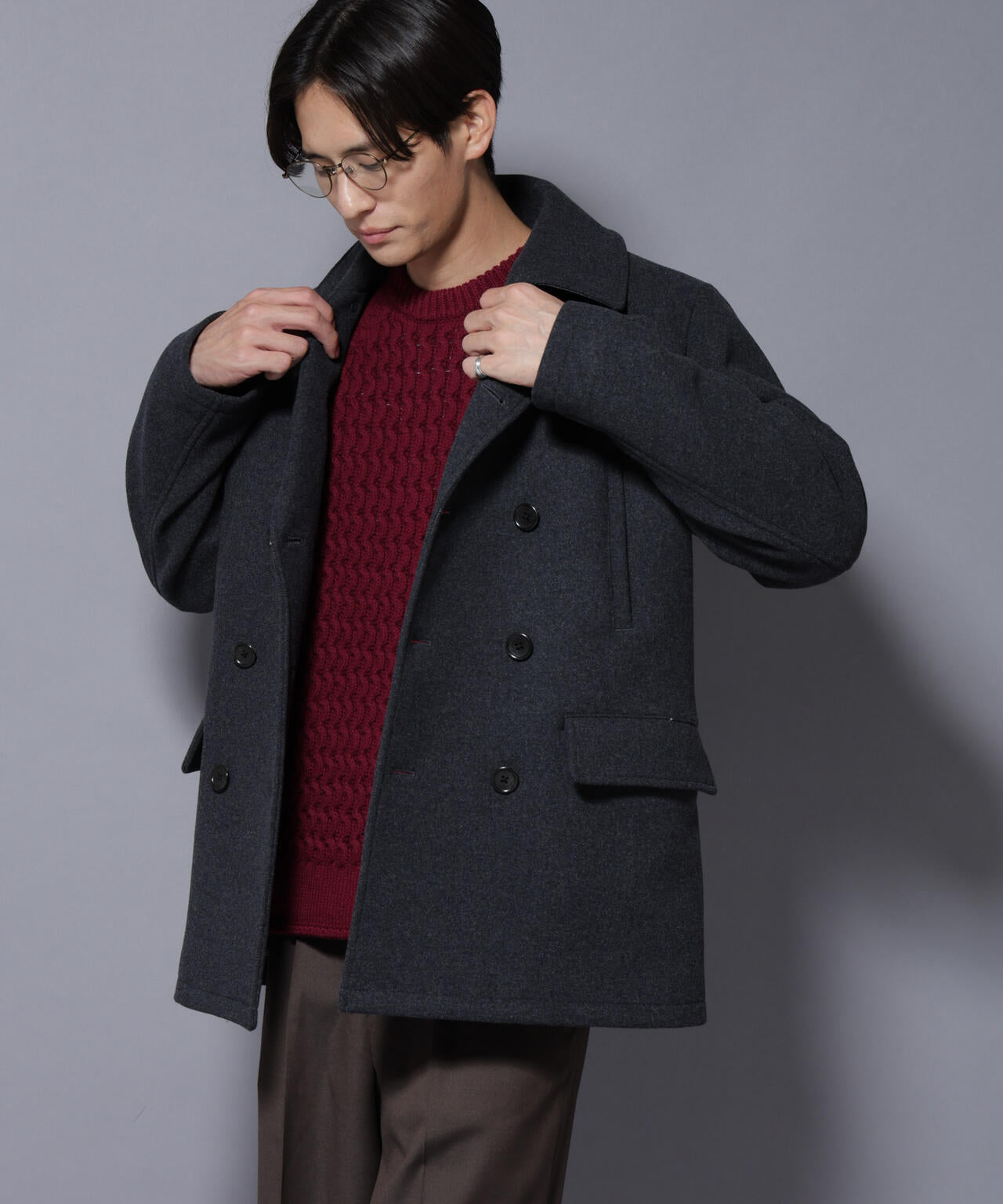 【新品】ナノユニバース ウール コート ピーコート NANO universe pコート ピーコート ウールカシミヤメルトンP