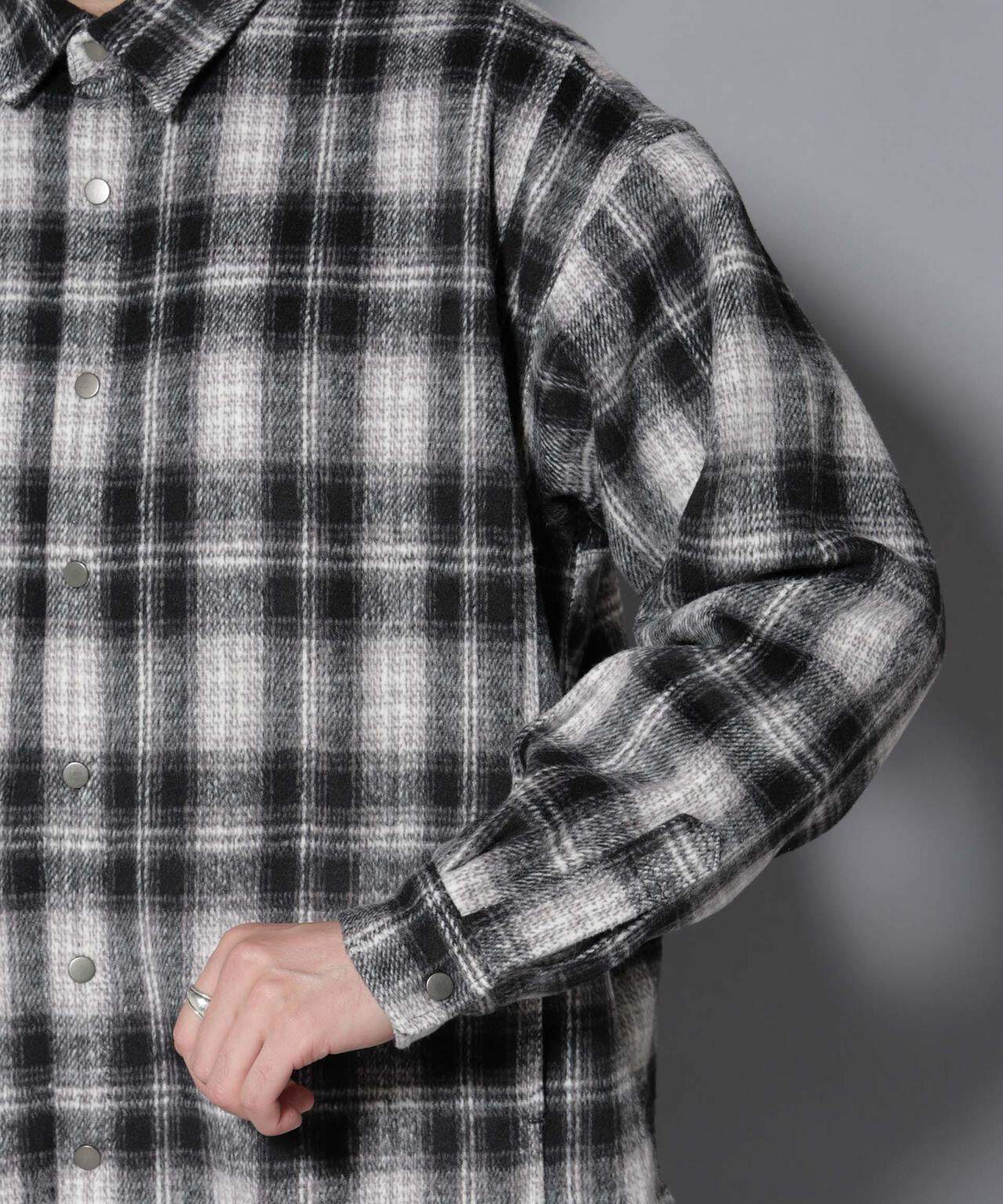 シャギーオンブレーチェックジャケット