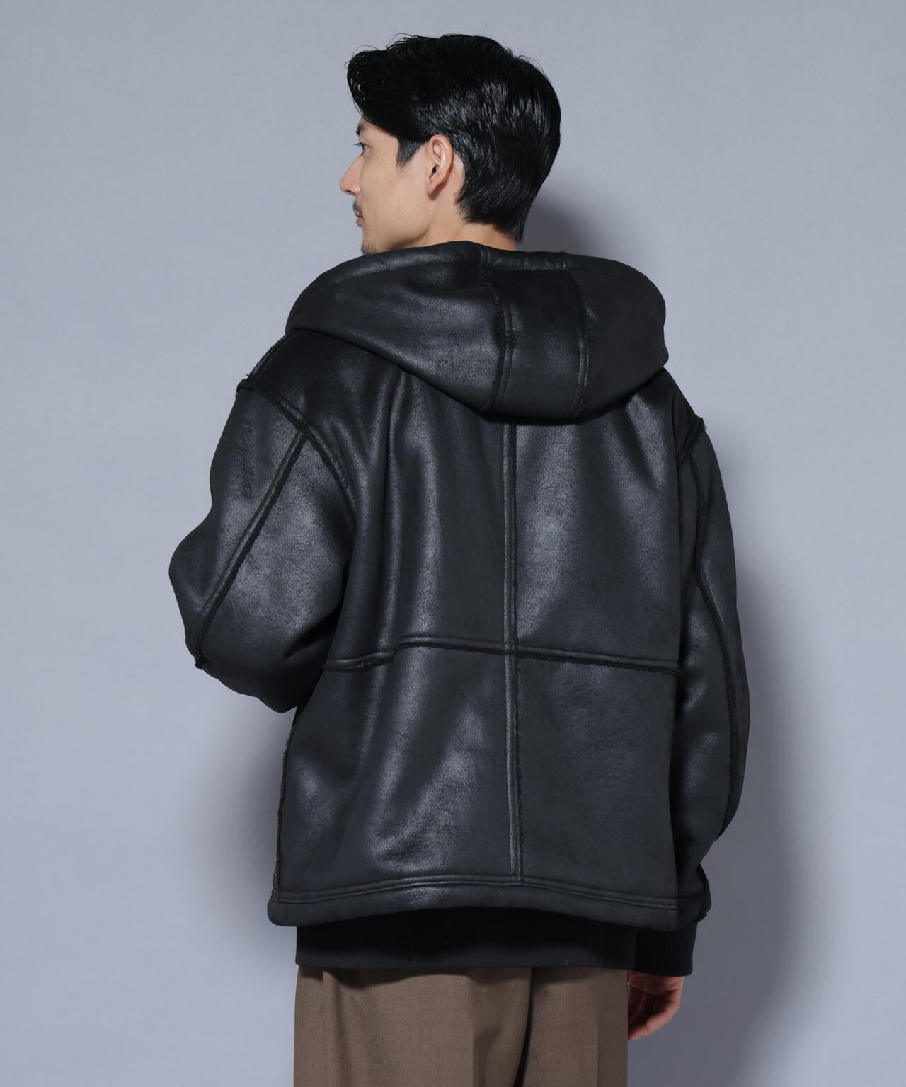 クラックフェイクムートンフードブルゾン 6685212229