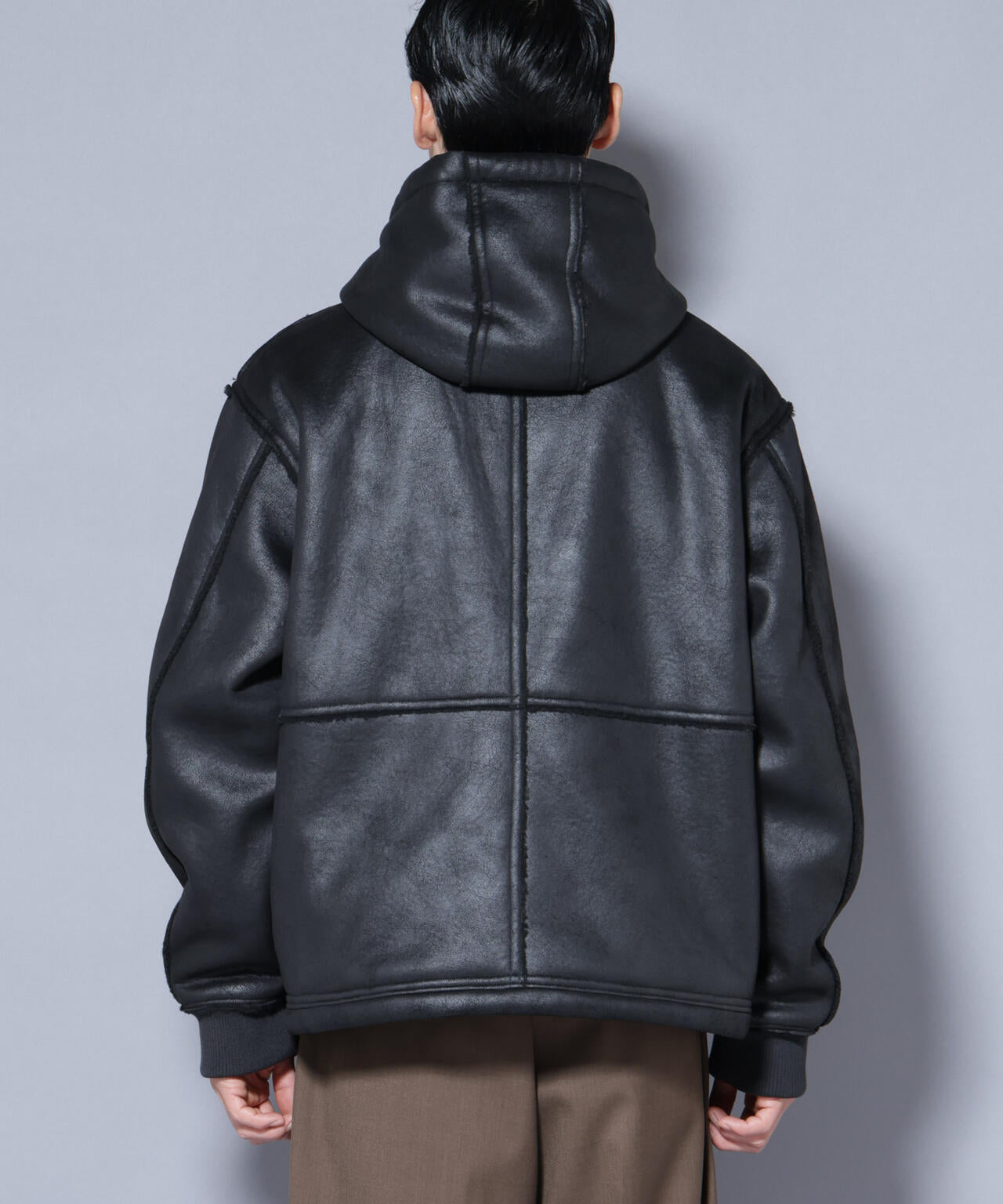 クラックフェイクムートンフードブルゾン 6685212229