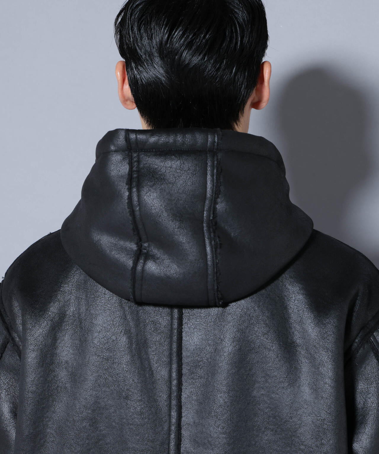 クラックフェイクムートンフードブルゾン 6685212229