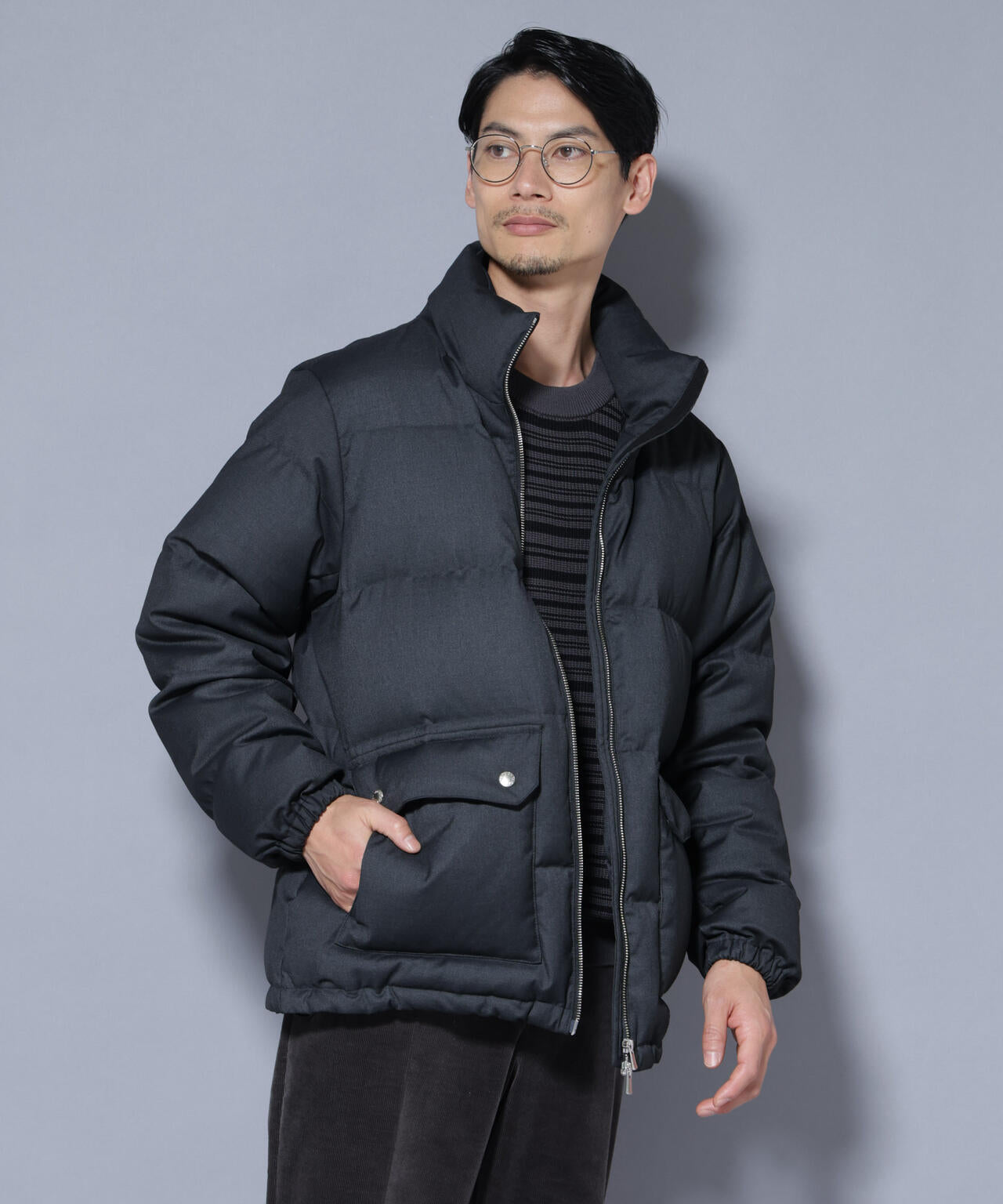 DELEGANTE エアリーサキソニー／グレンチェックTAIONダウンジャケット