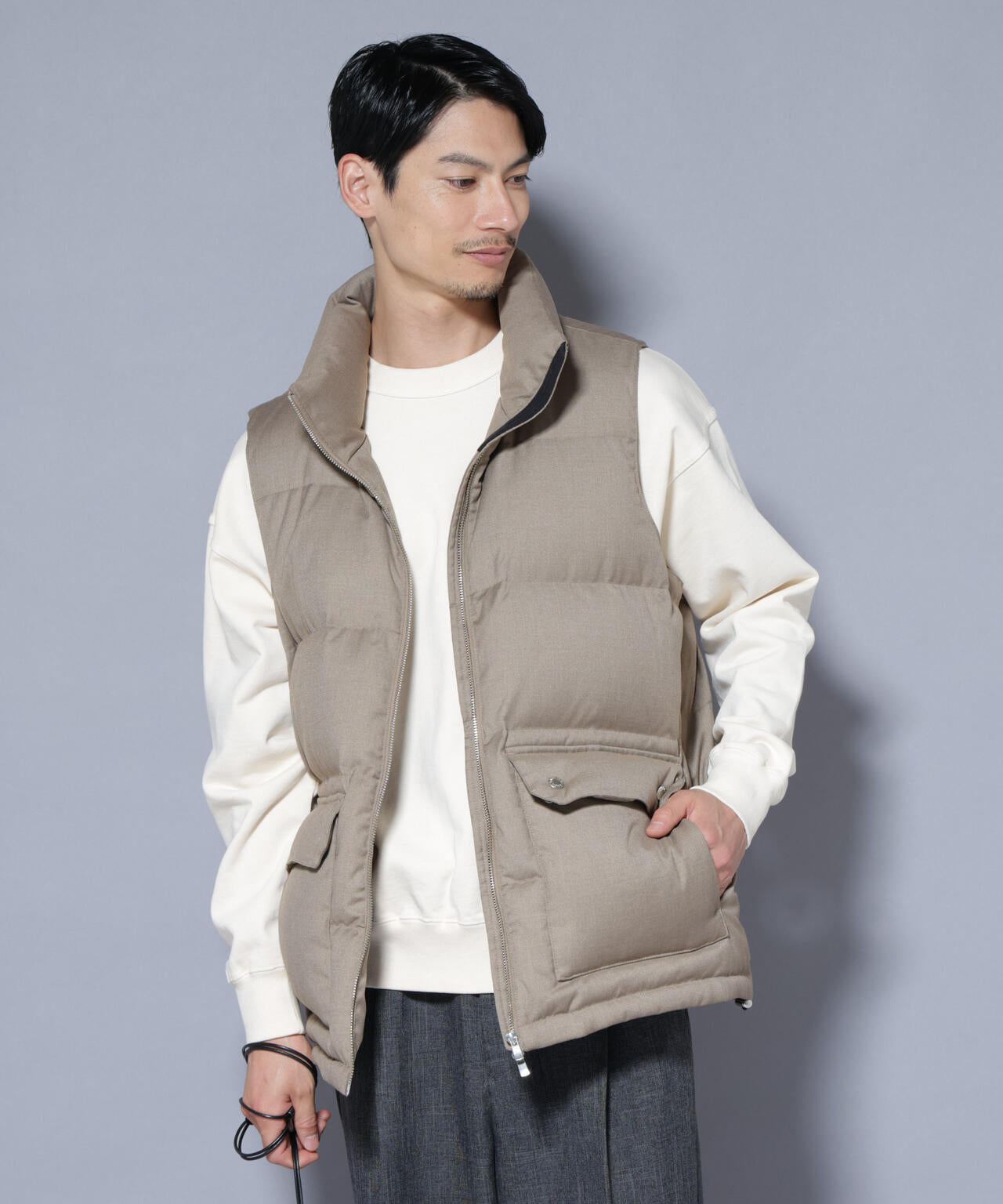 paranoid gimmick ダウンベスト DELEGANTE エアリーサキソニー/グレンチェックTAIONダウンベスト