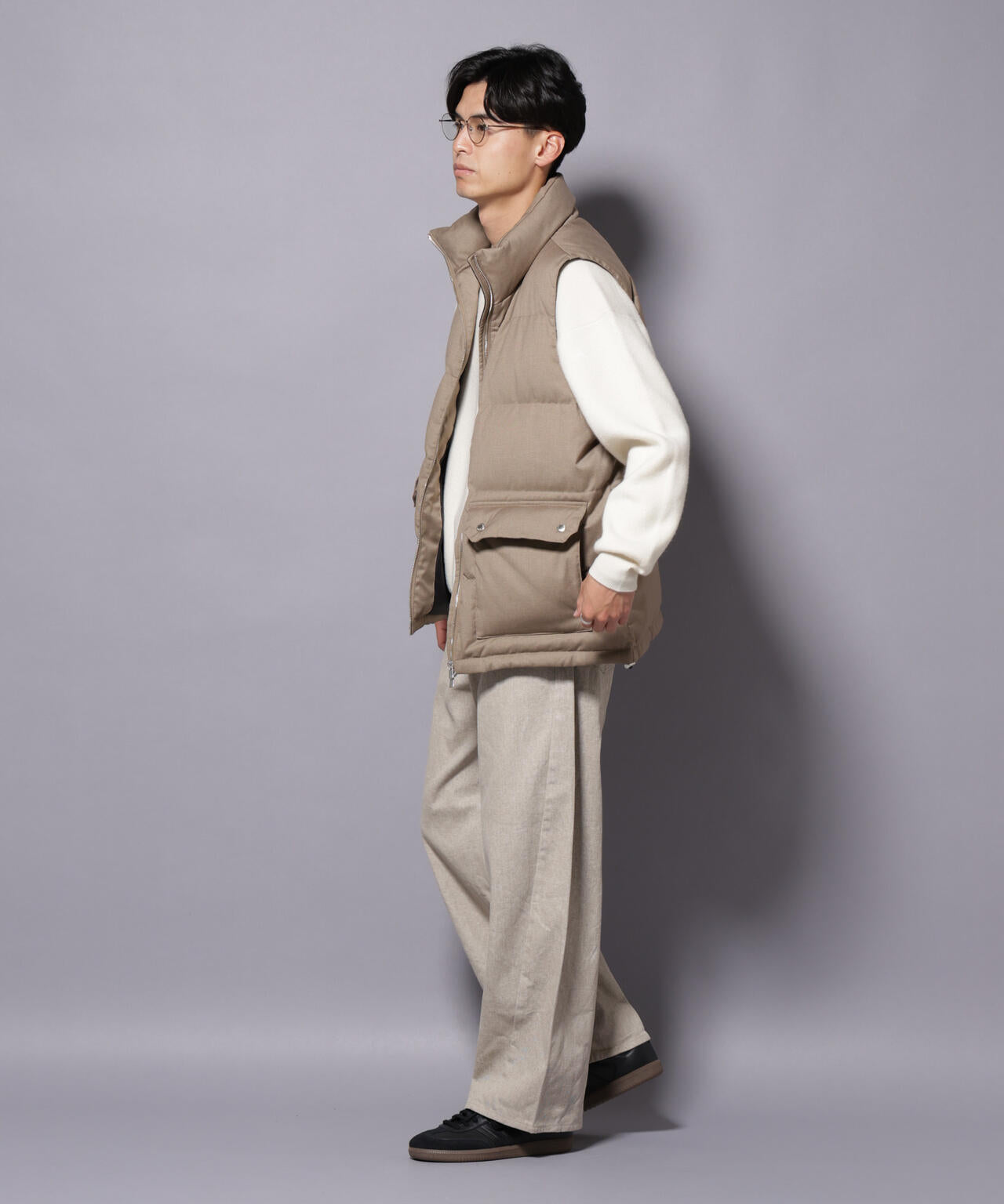 DELEGANTE エアリーサキソニー/グレンチェックTAIONダウンベスト 6685214207