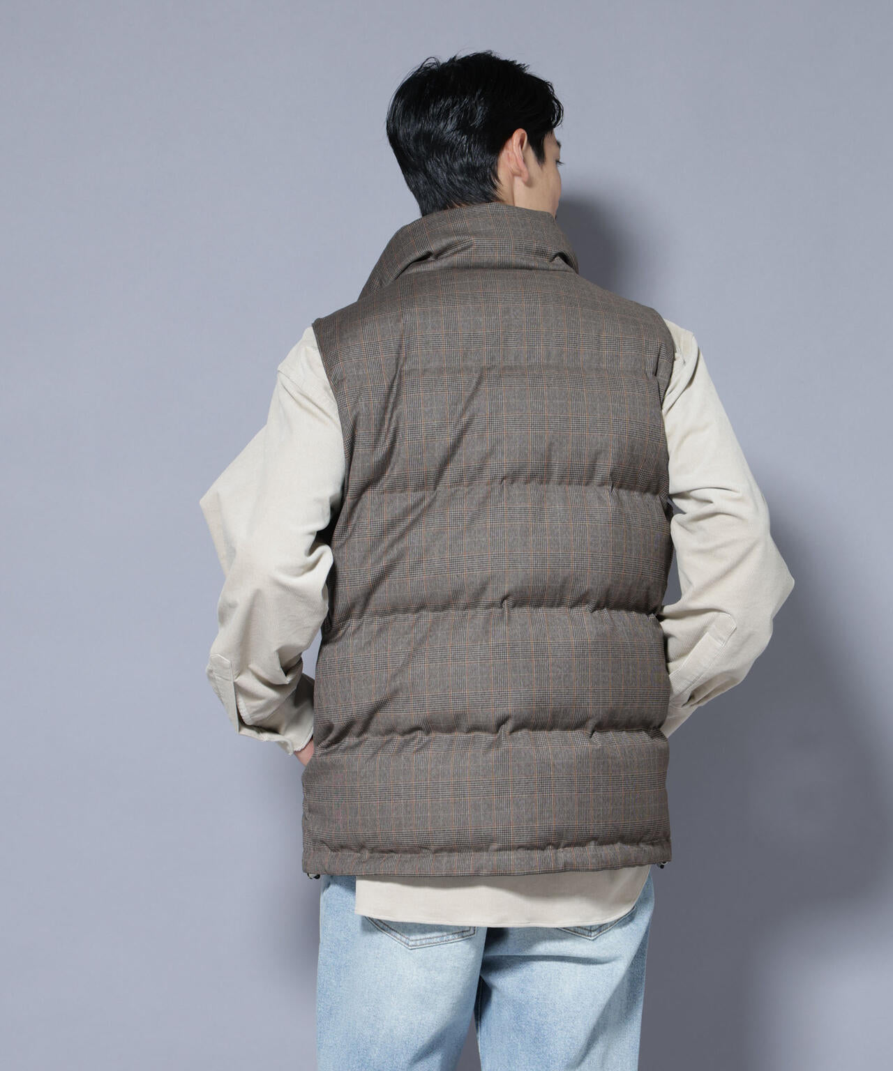 DELEGANTE エアリーサキソニー/グレンチェックTAIONダウンベスト