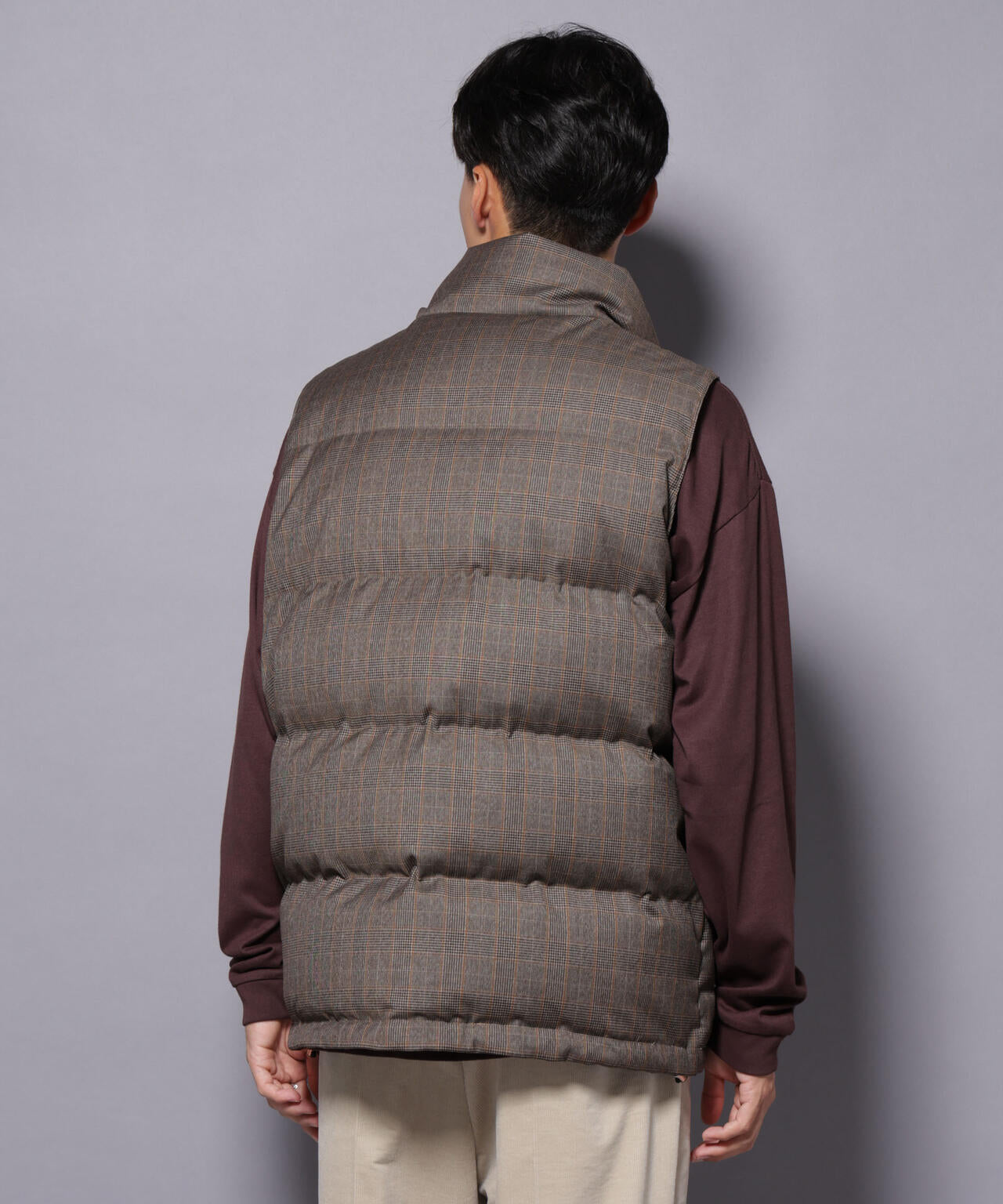 DELEGANTE エアリーサキソニー/グレンチェックTAIONダウンベスト 6685214207