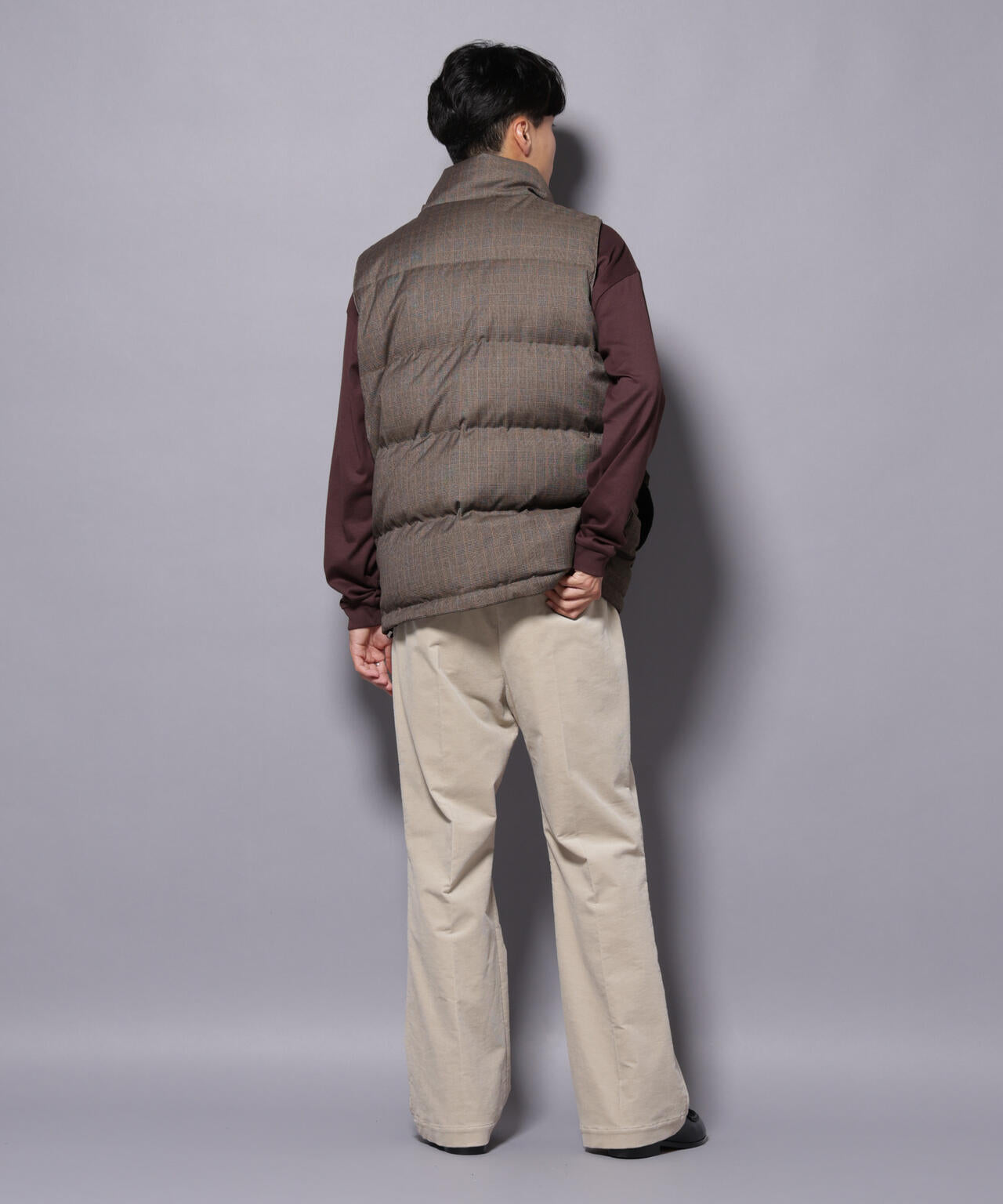 DELEGANTE エアリーサキソニー/グレンチェックTAIONダウンベスト 6685214207