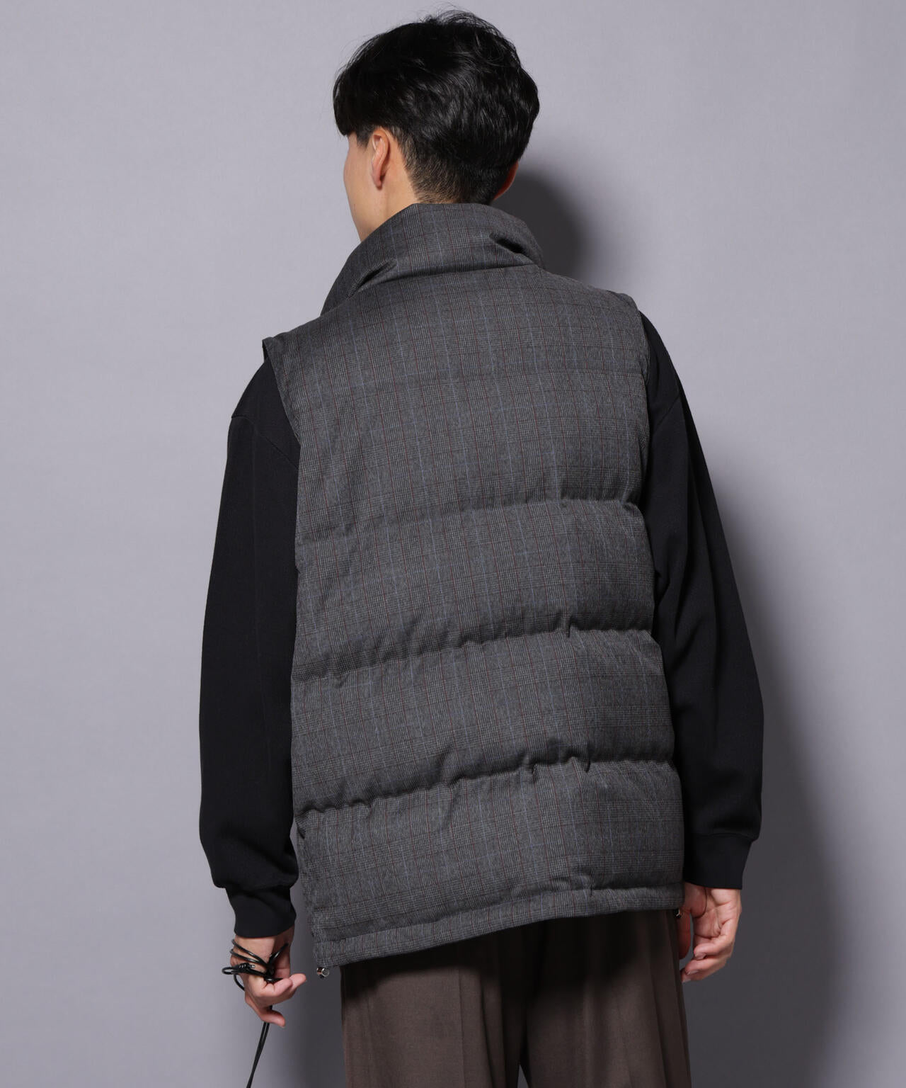 DELEGANTE エアリーサキソニー/グレンチェックTAIONダウンベスト 6685214207