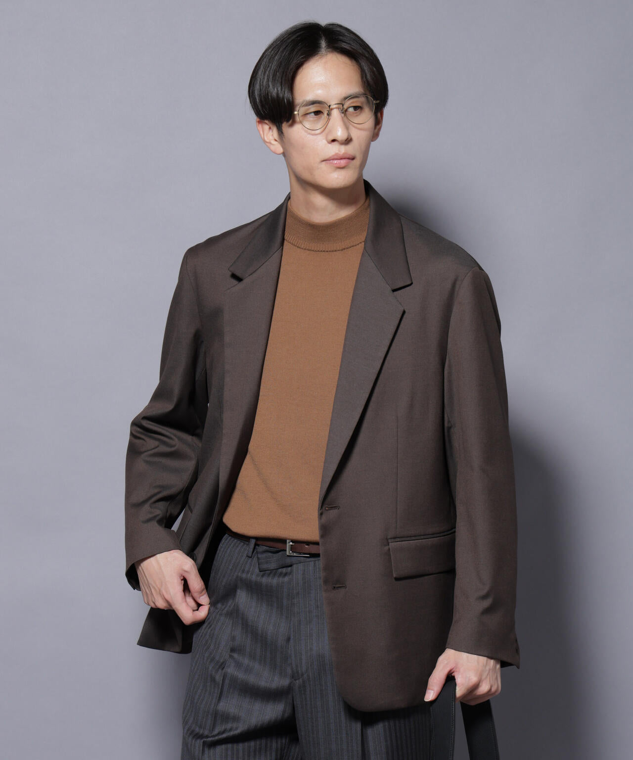 DELEGANTEエアリーサキソニー グリッターストライプテーラード