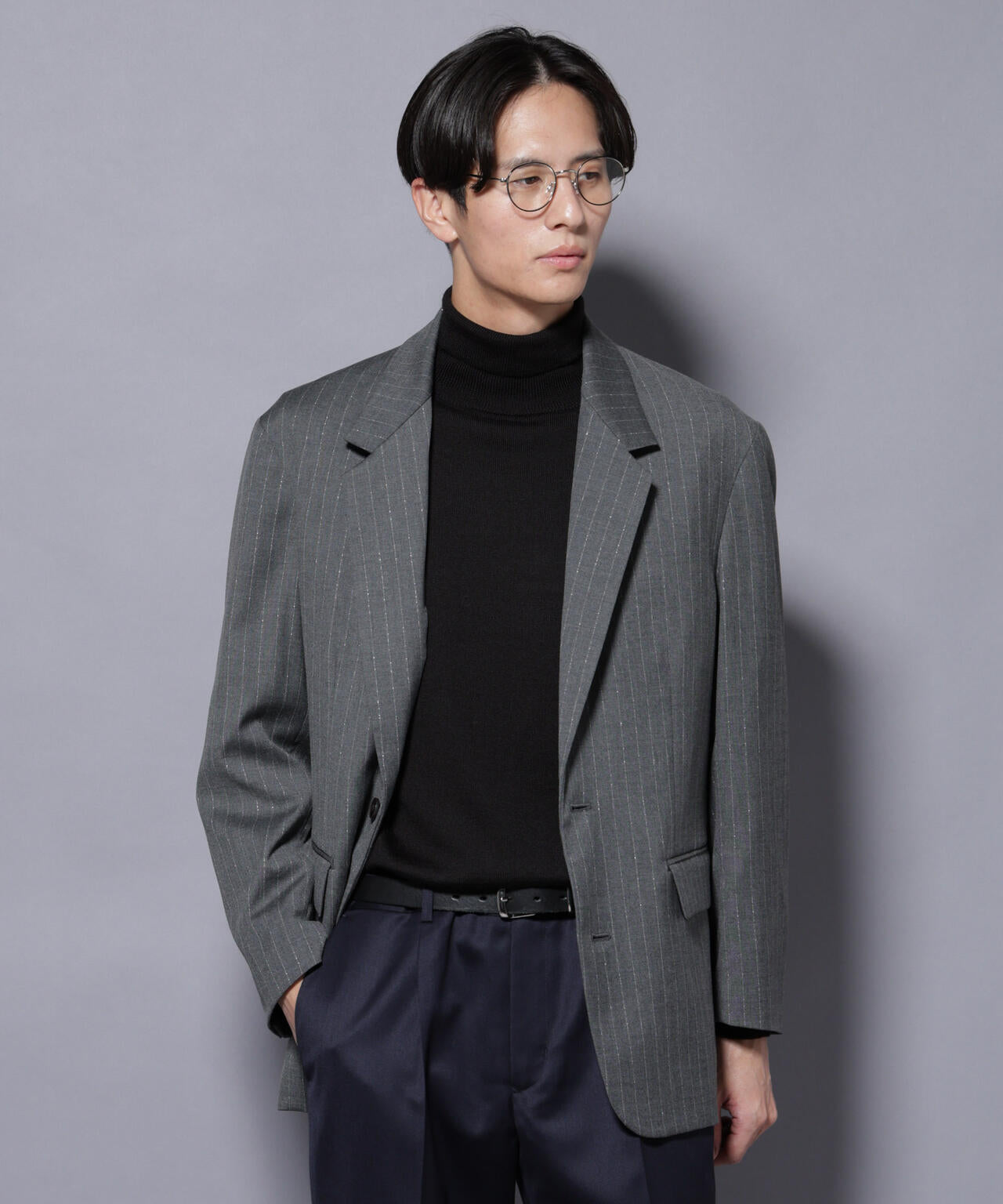 DELEGANTEエアリーサキソニー グリッターストライプテーラード