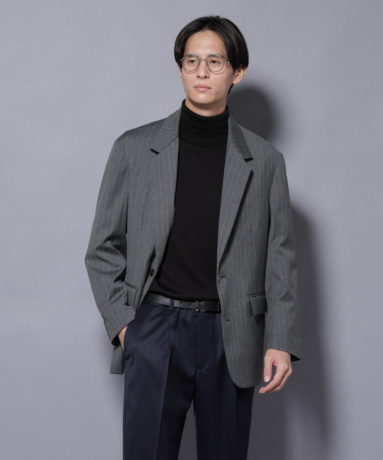 DELEGANTEエアリーサキソニー グリッターストライプテーラードジャケット(セットアップ可) 6685216201