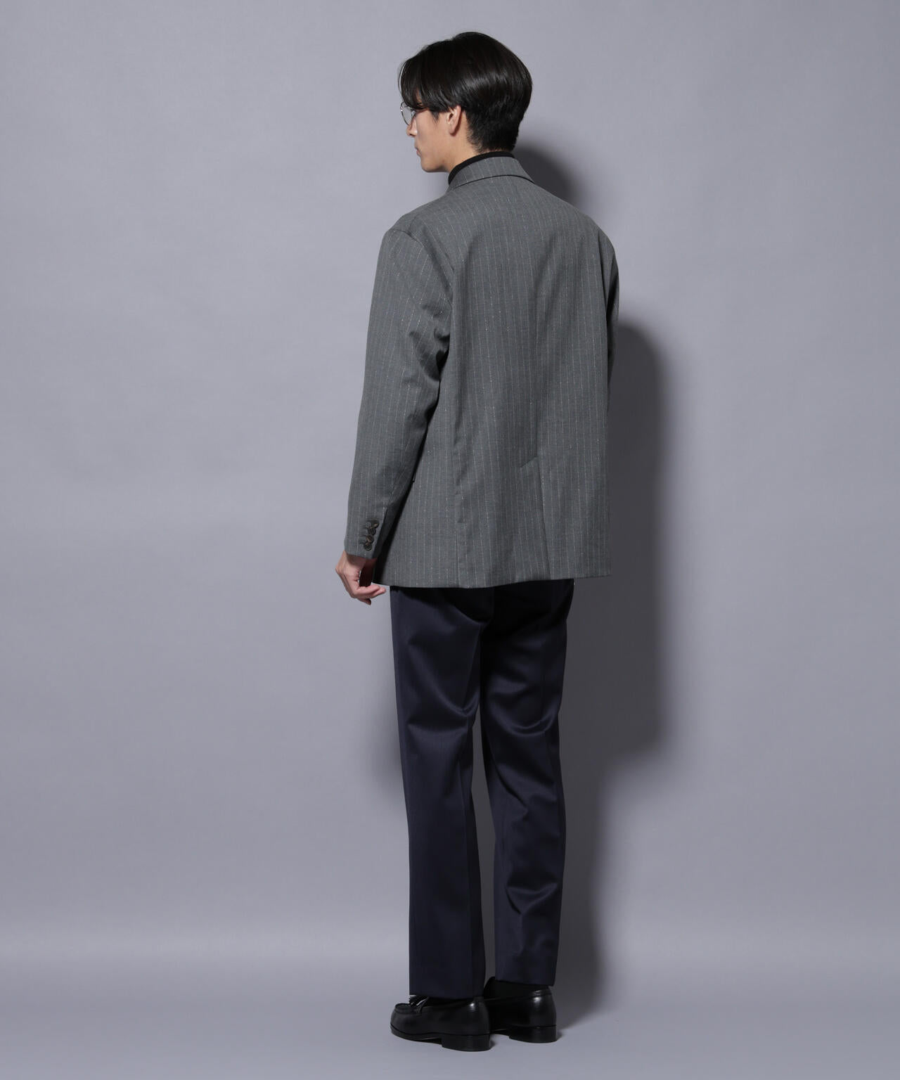 DELEGANTEエアリーサキソニー グリッターストライプテーラード