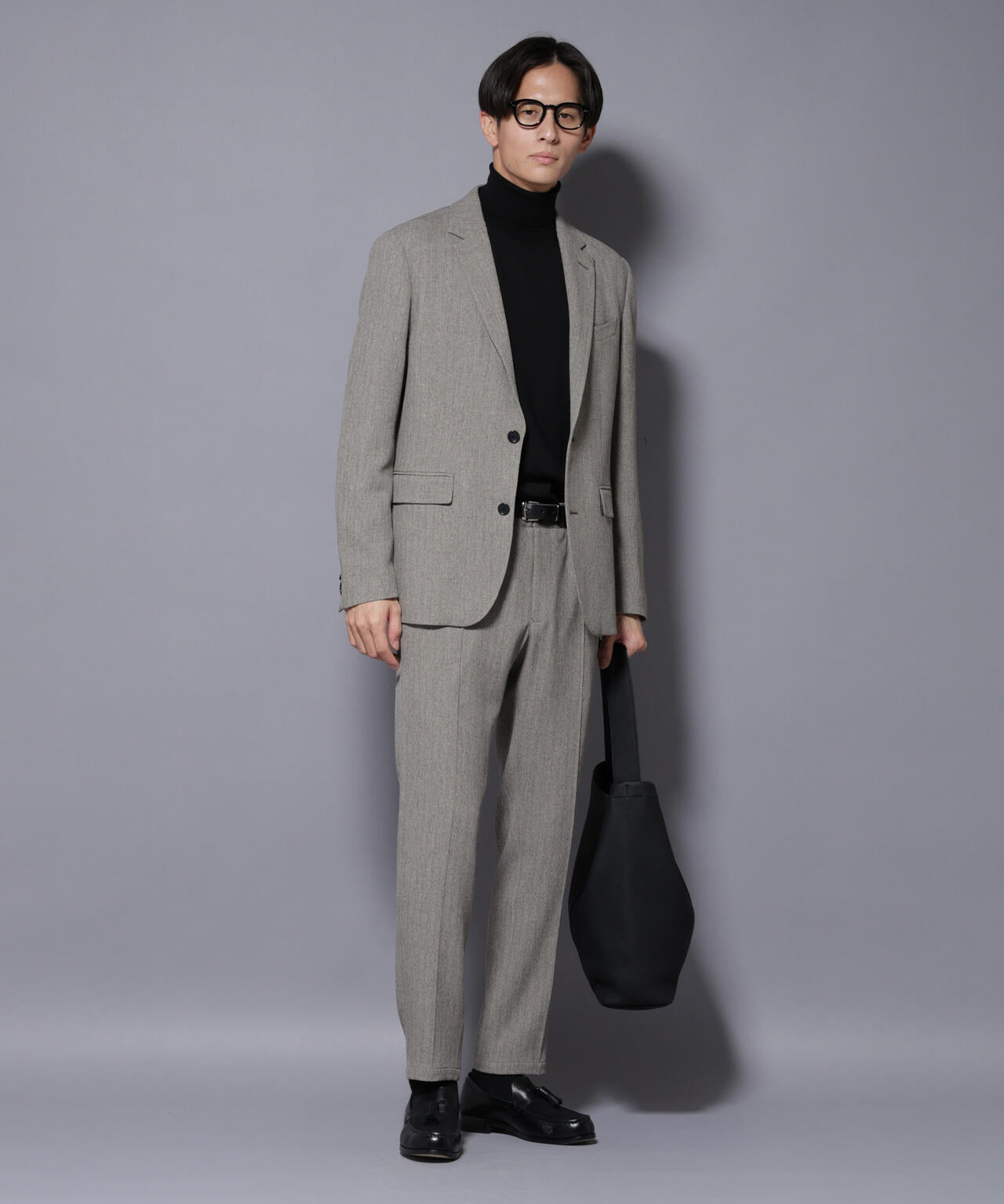 N JACKET BASIC｣ 洗えるMIXツイードストレッチジャケット(セットアップ可)