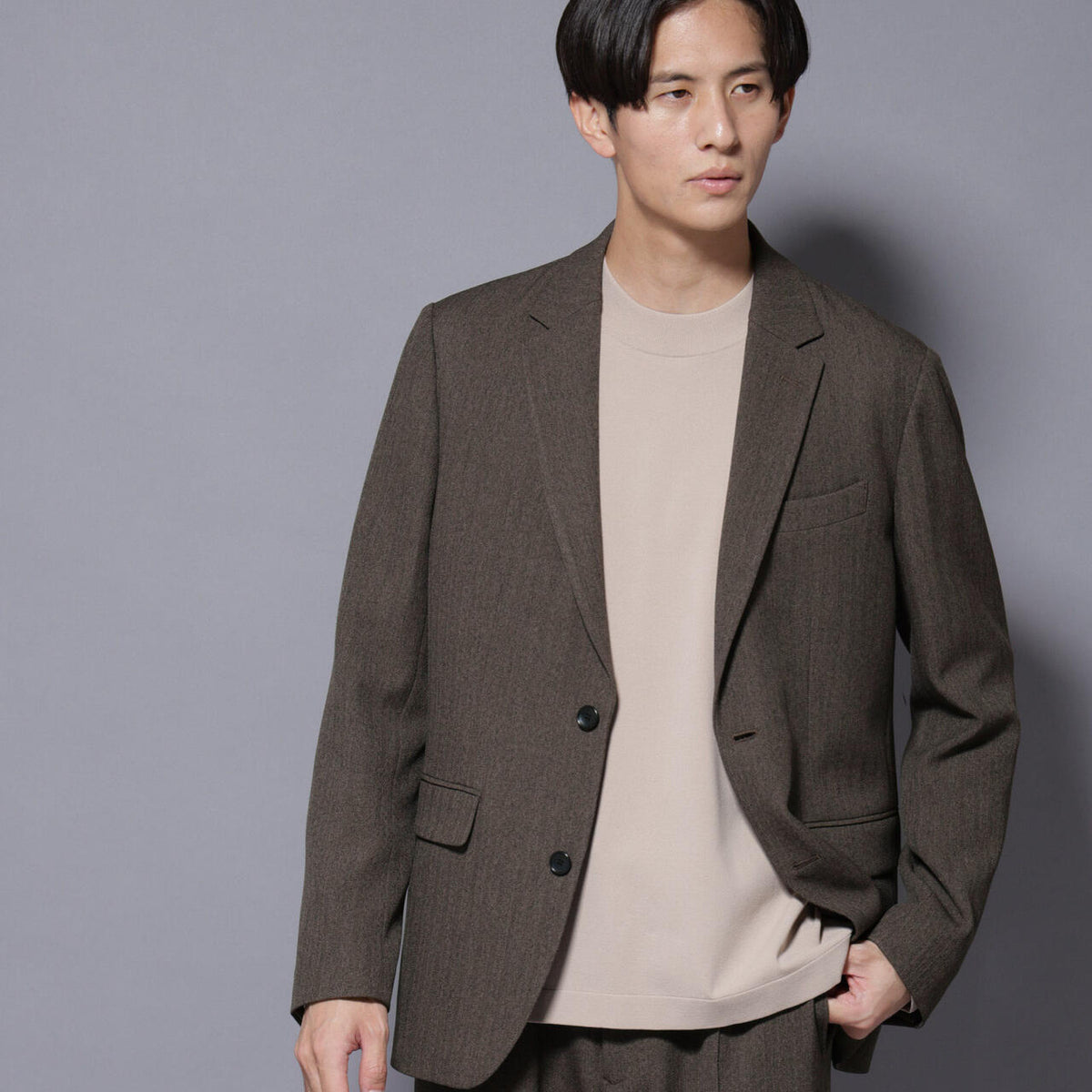 N JACKET BASIC｣ 洗えるMIXツイードストレッチジャケット