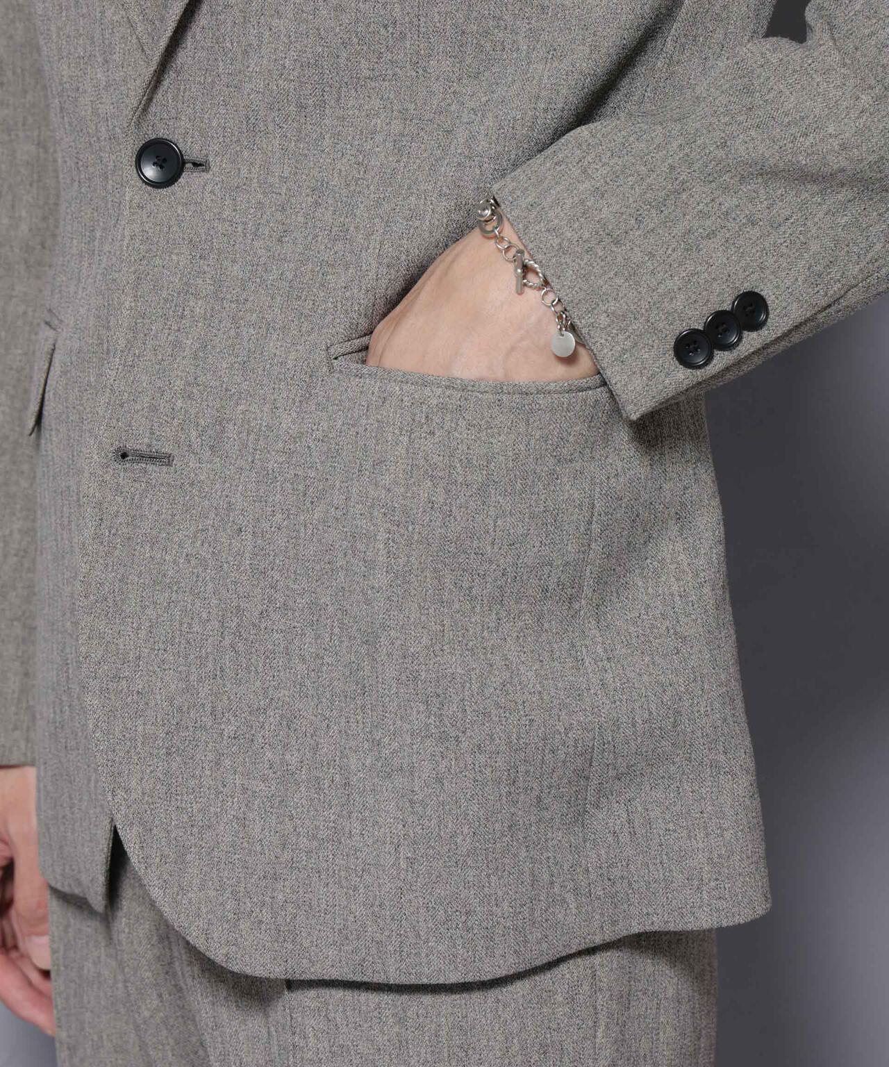 ｢N JACKET BASIC｣ 洗えるMIXツイードストレッチジャケット(セットアップ可) 6685217206