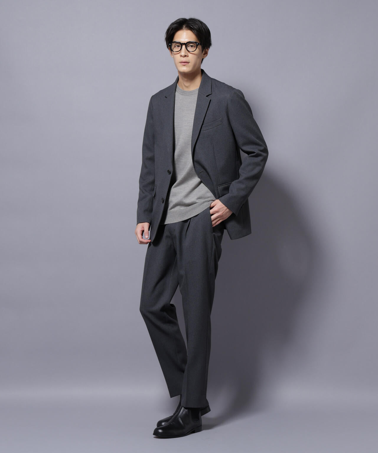 ナノユニバース パンツスーツ セットアップ Mサイズ ノーカラー 黒 洗える ノーカラージャケット×テーパードパンツセットアップ | ナノ