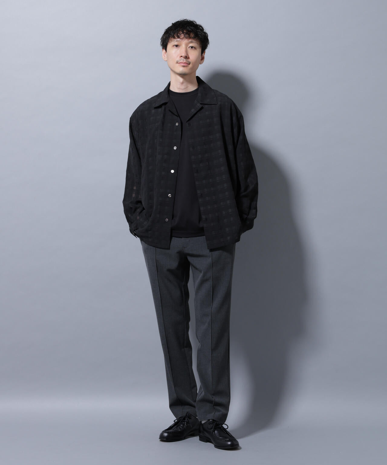 シースルーチェックシャツ 長袖 6685220201