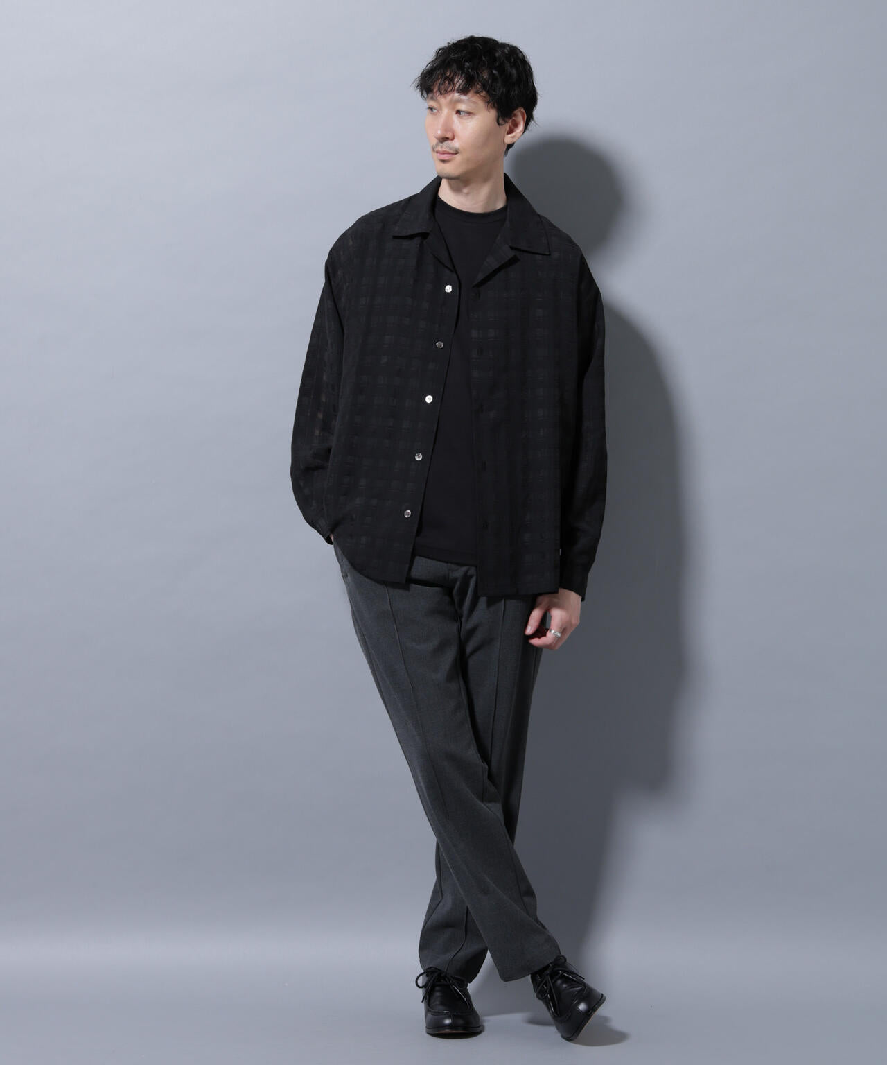 シースルーチェックシャツ 長袖 6685220201