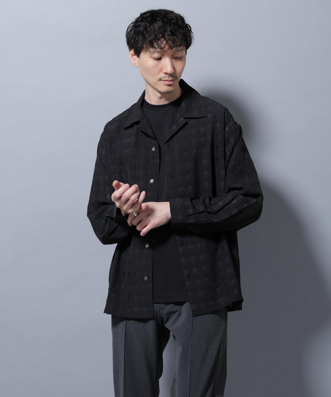 シースルーチェックシャツ 長袖 6685220201