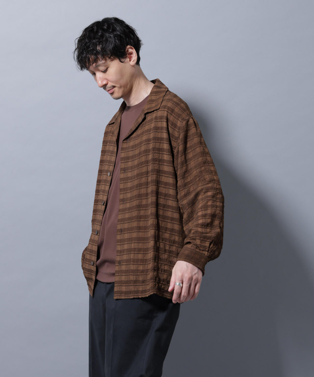 シースルーチェックシャツ 長袖 6685220201