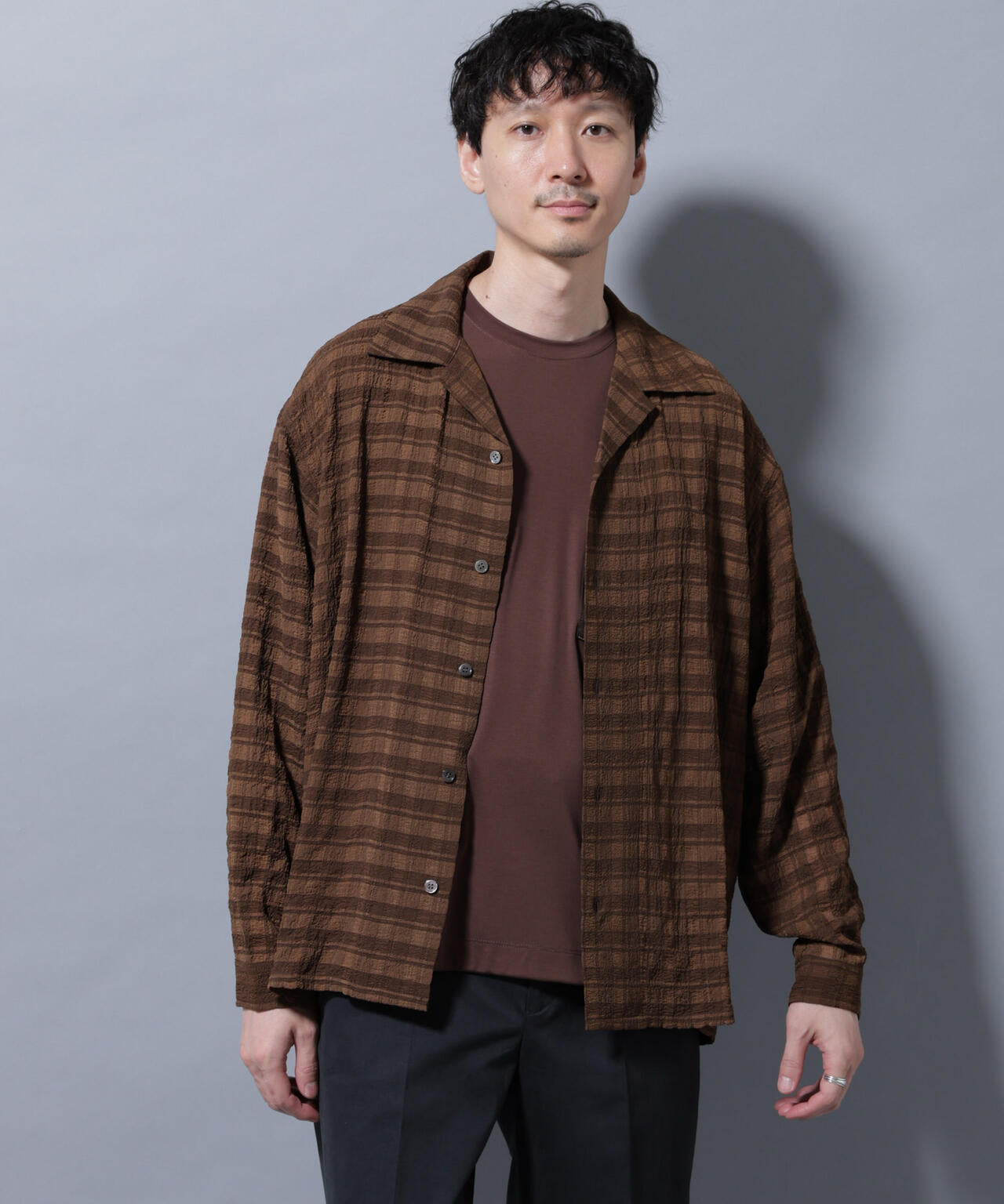 シースルーチェックシャツ 長袖 6685220201