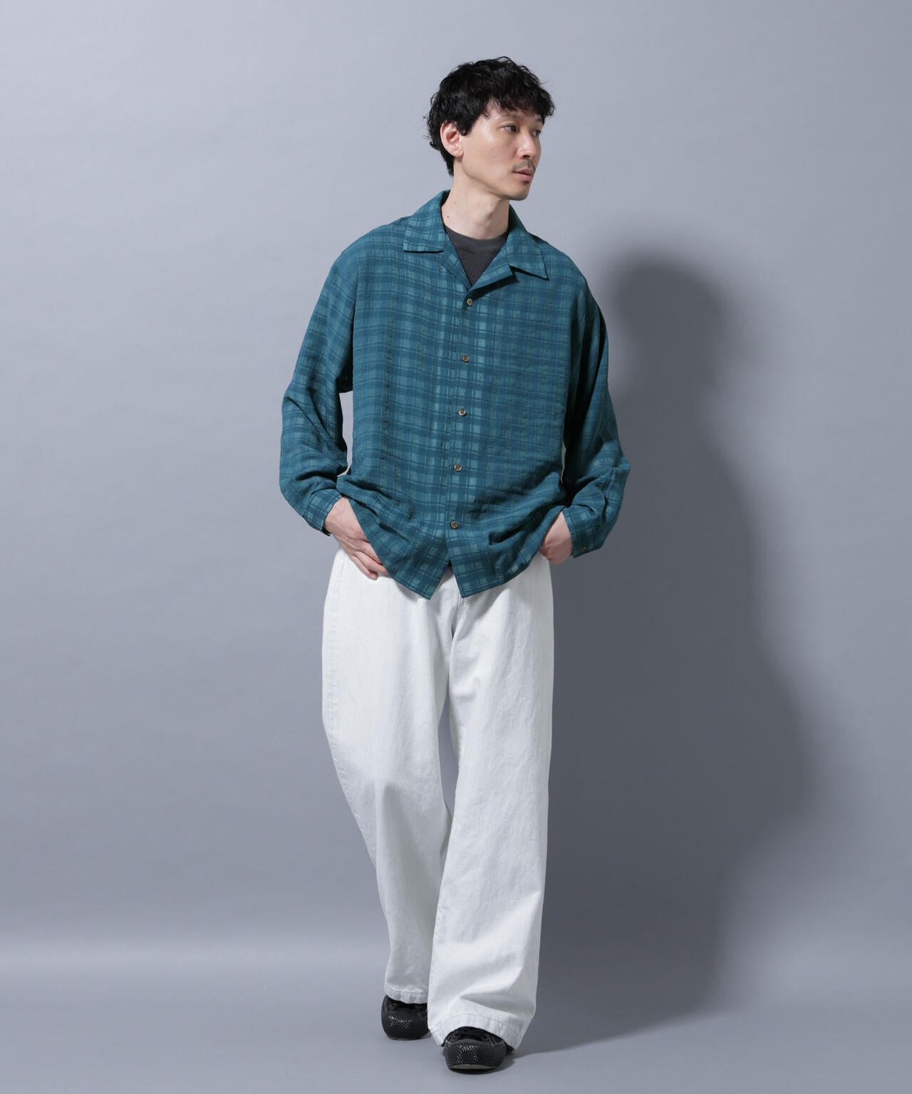 シースルーチェックシャツ 長袖 6685220201