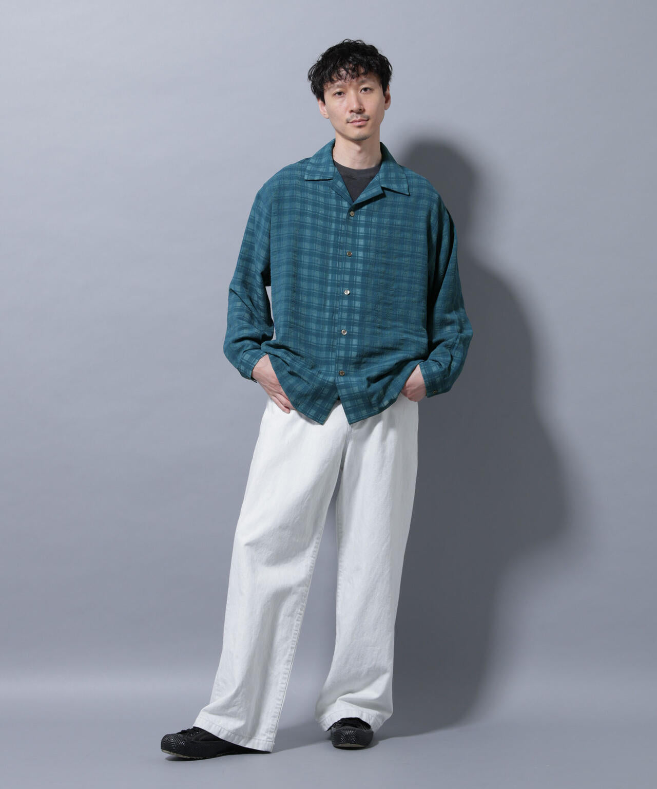 シースルーチェックシャツ 長袖 6685220201