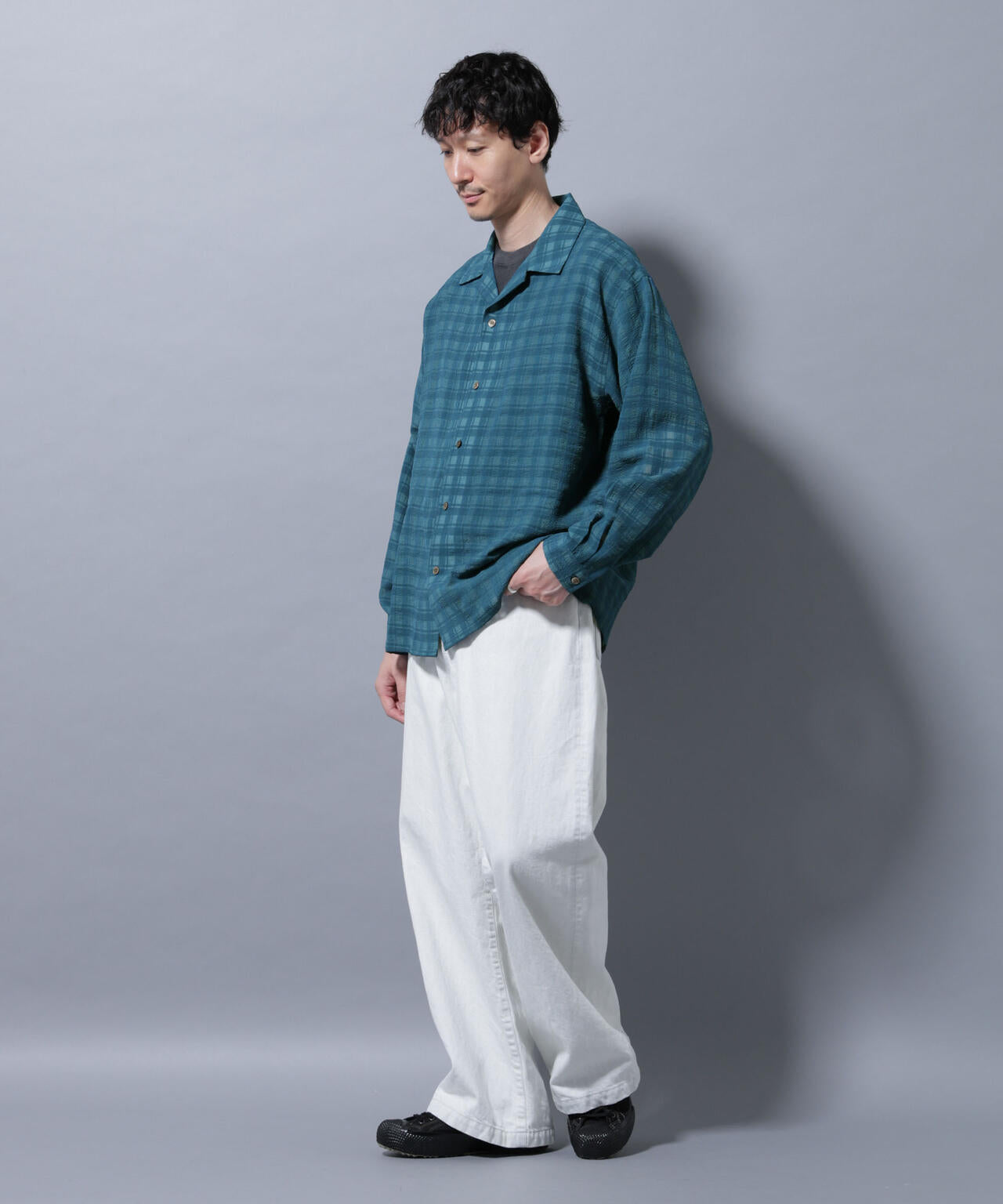 シースルーチェックシャツ 長袖 6685220201