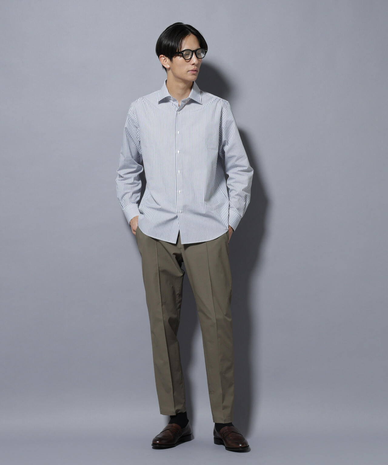 「N shirt」Anti Soaked(R)汗染み防止セミワイドカラーシャツ長袖 6685220218
