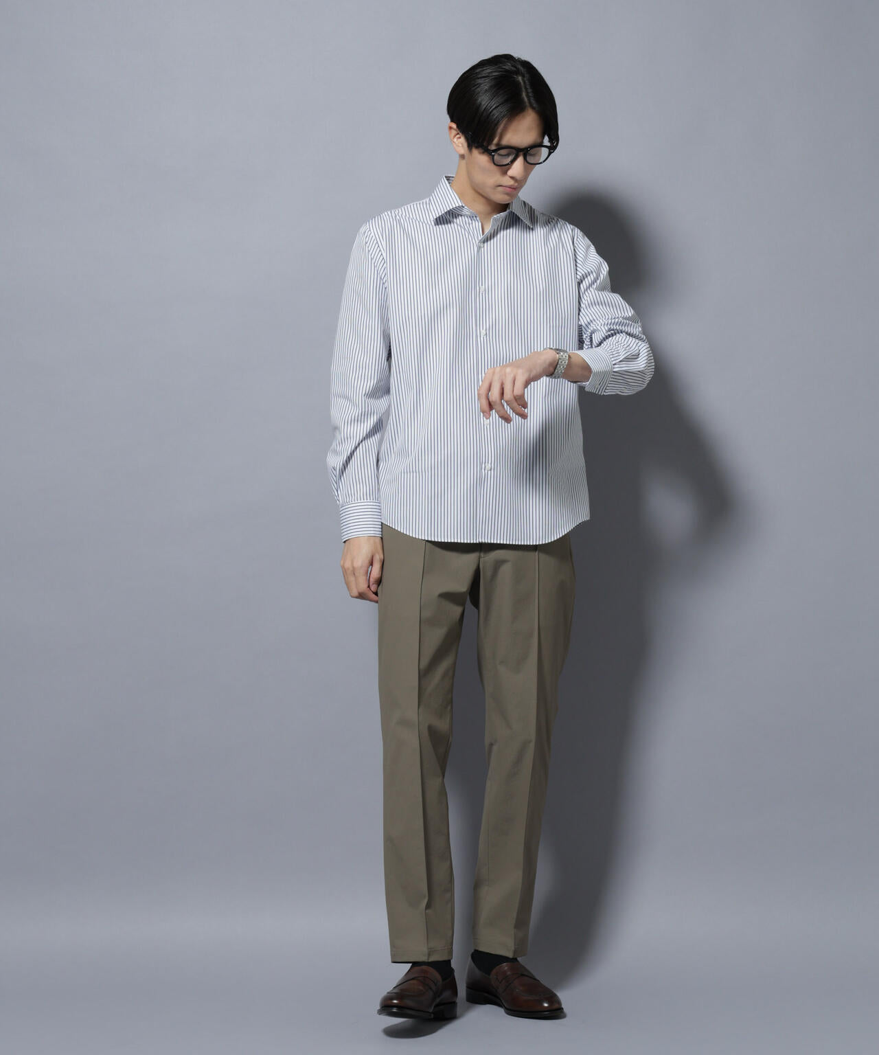 「N shirt」Anti Soaked(R)汗染み防止セミワイドカラーシャツ長袖 6685220218