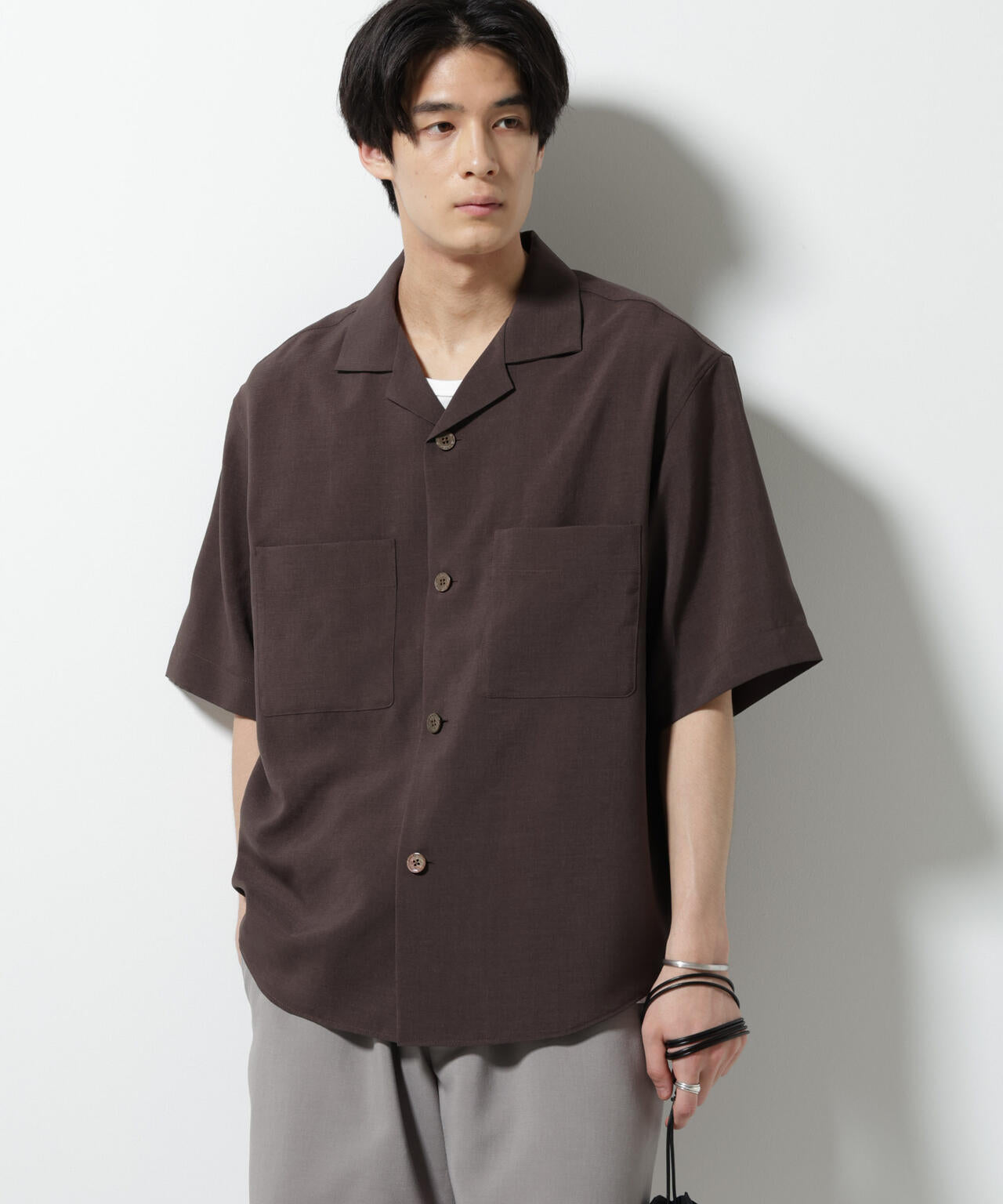 rizière セットアップ(ネイビー)＋シャツ(キャメル) 150cm