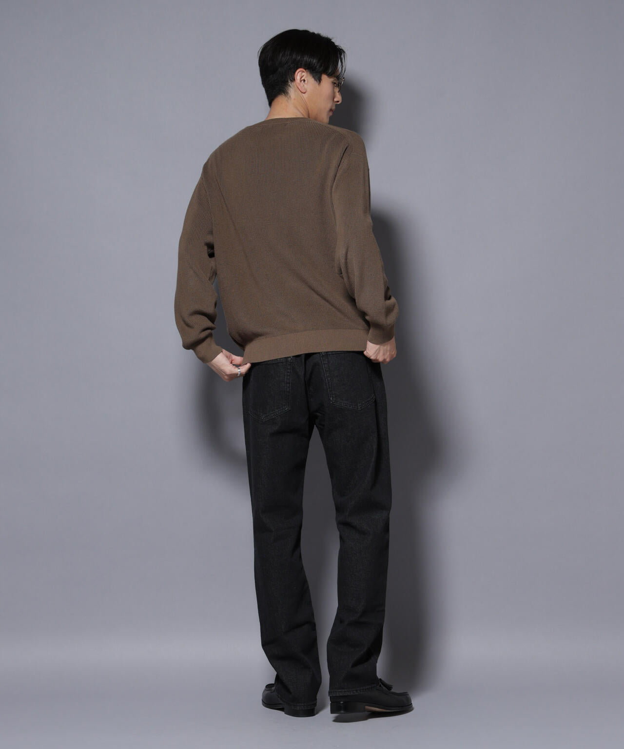 マーセライズコットン 畦クルーネックニット 6685222219