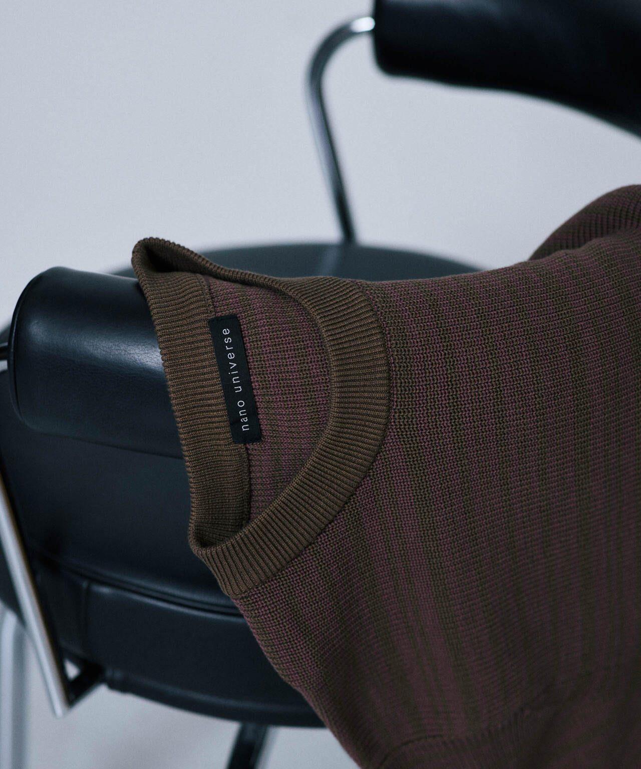 マーセライズコットン 畦ボーダークルーネックニット 6685222220