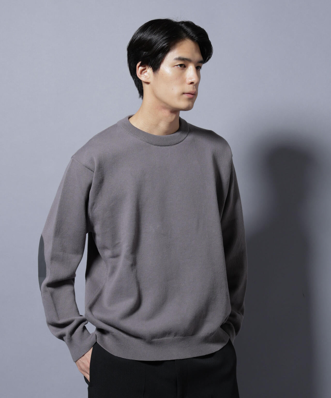 大人のスウェット」コットンスウェットライクニット エルボー