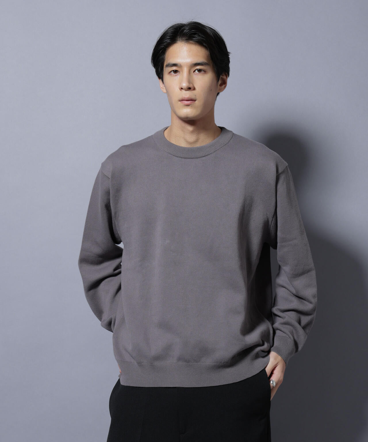 大人のスウェット」コットンスウェットライクニット エルボー