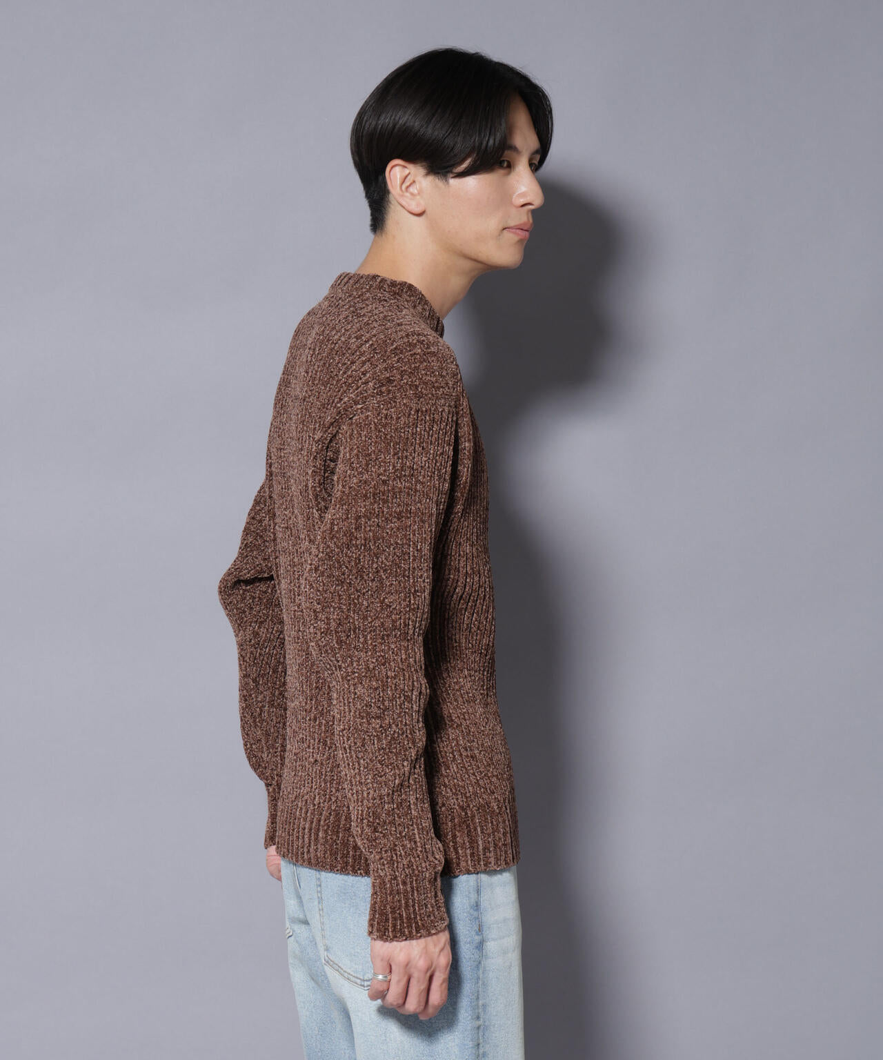 ローゲージ ベロアモール クルーネックニット 6685222238